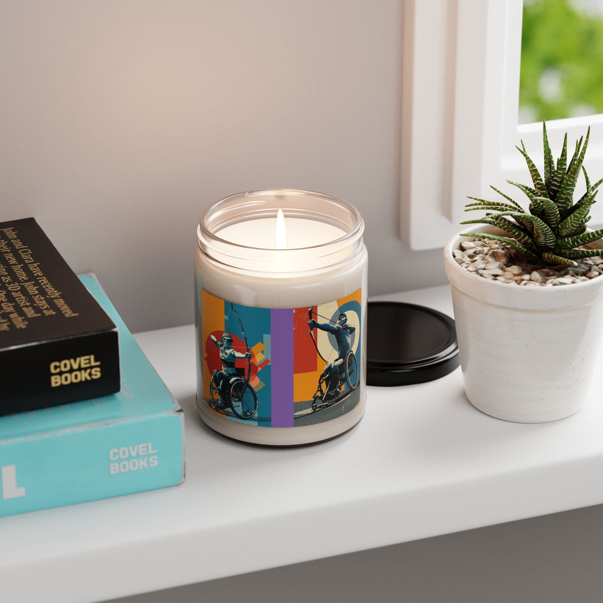 Artistic Wheelchair Archery Scented Candle - Relaxation Decor for Sports Lovers, Candles for Gifts, Home Fragrance, Unique Gifts