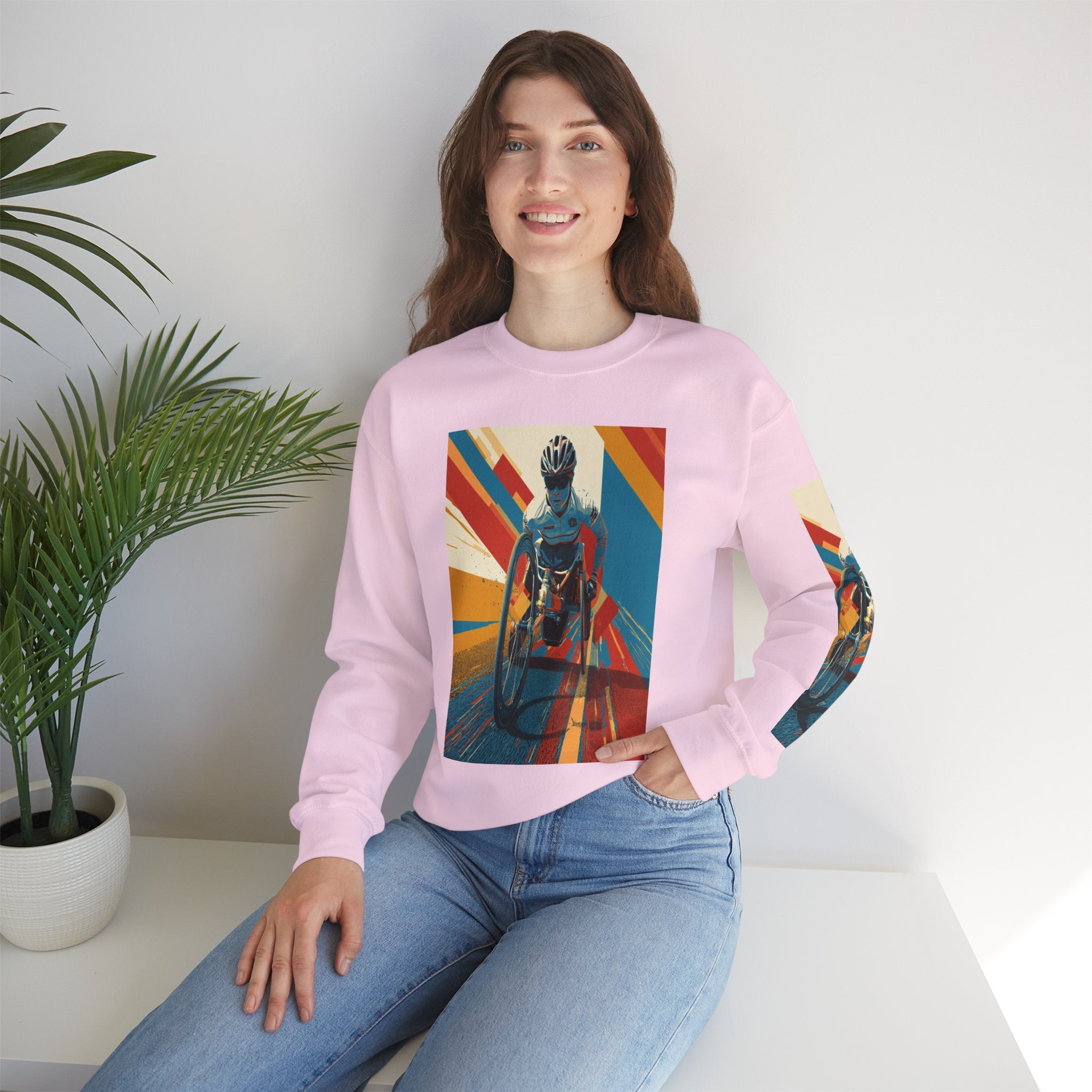 Inclusive WheelChair Course Sports Themed Sweatshirt for Empowerment, Unisex Heavy Blend Crewneck, Inspirational Gift for Activists