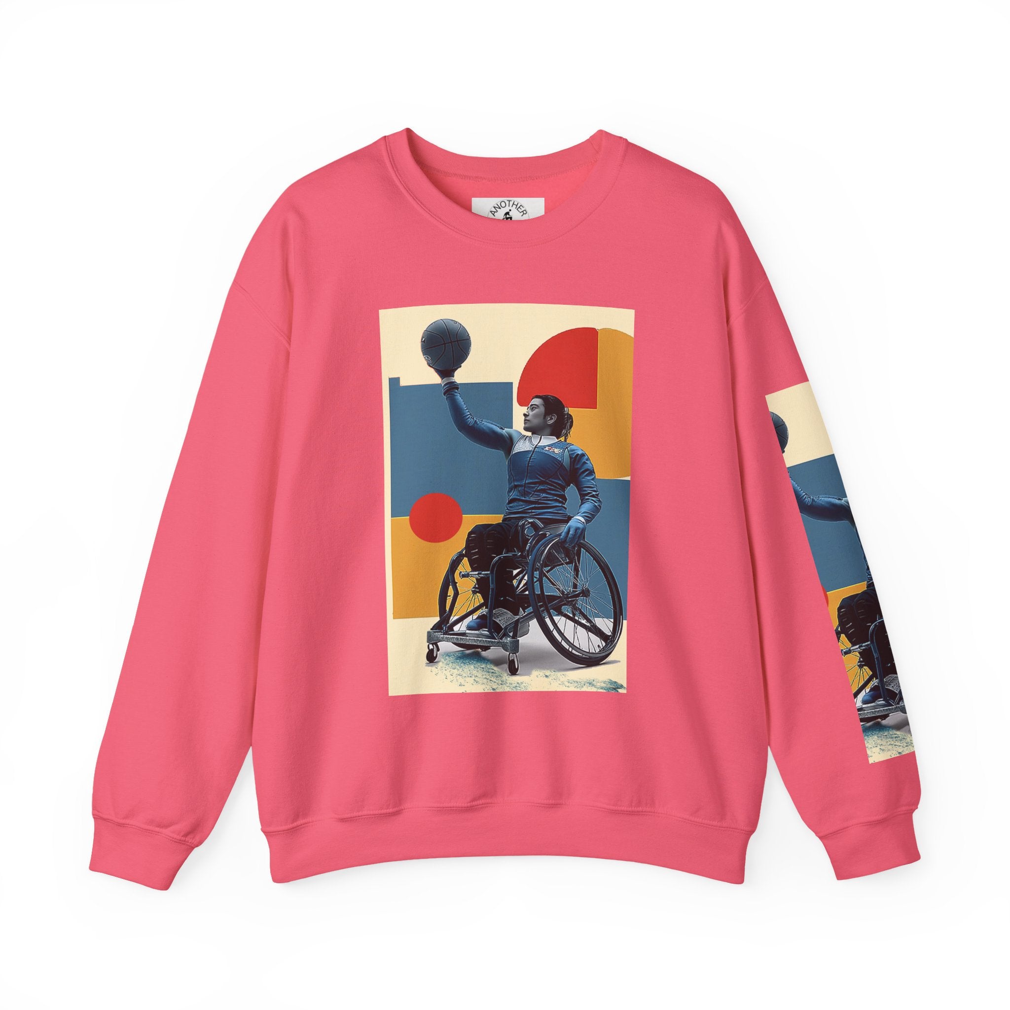 Inclusive WheelChair Basket Sports Themed Sweatshirt for Empowerment, Unisex Heavy Blend Crewneck, Inspirational Gift for Activists