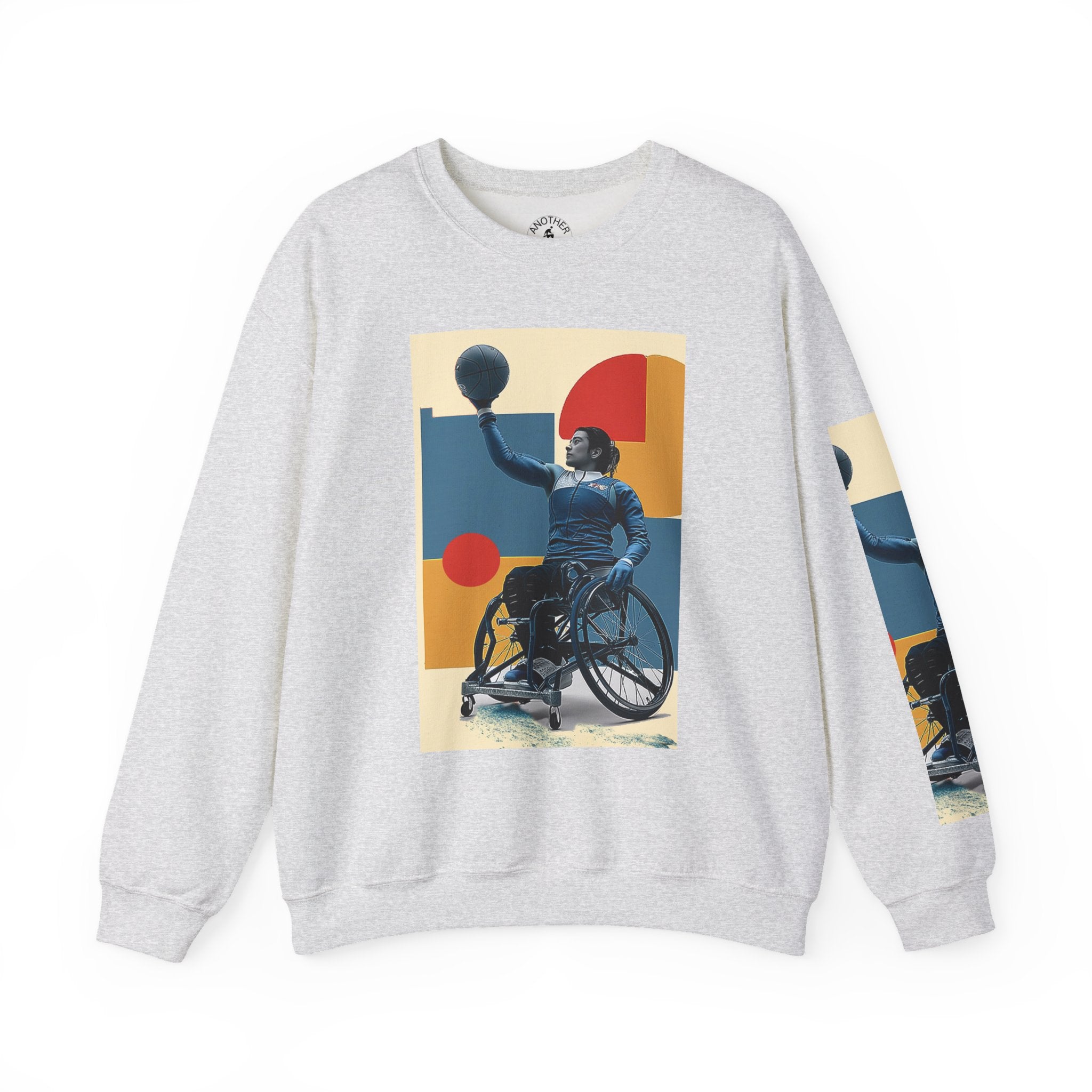 Inclusive WheelChair Basket Sports Themed Sweatshirt for Empowerment, Unisex Heavy Blend Crewneck, Inspirational Gift for Activists