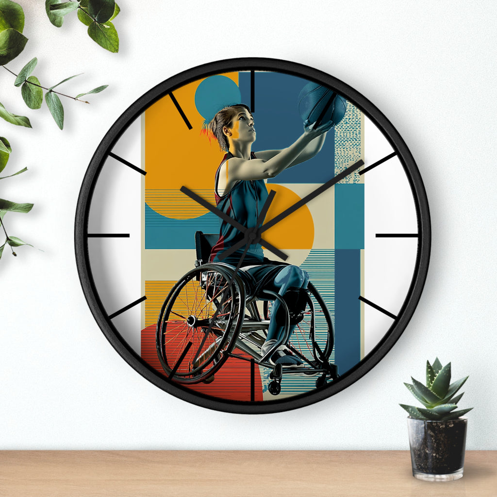 Motivational Sports Basket Wall Clock, Inspirational Decor for Athletes, Fitness Gift, Perfect for Home Gym, Competition, or Office