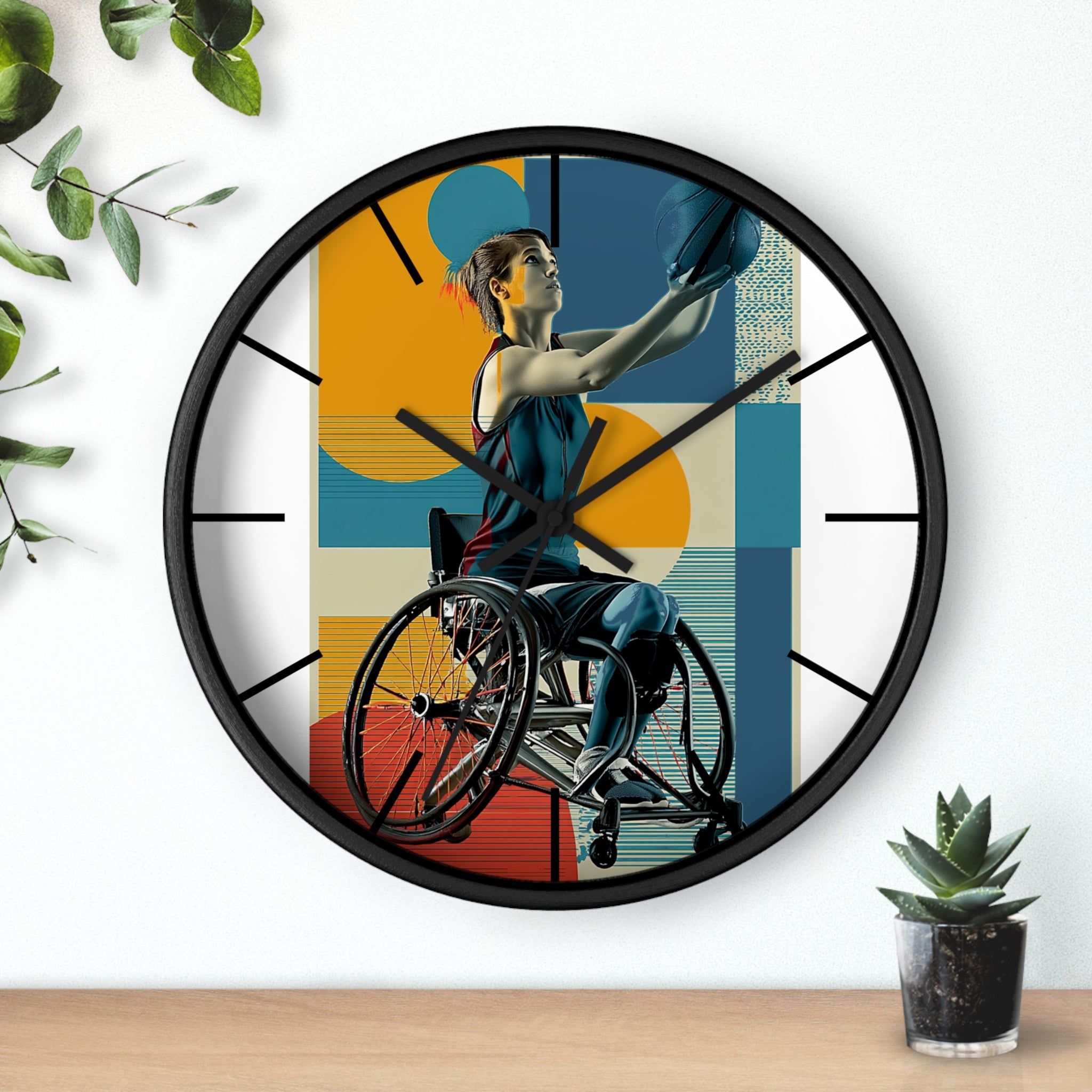Motivational Sports Basket Wall Clock, Inspirational Decor for Athletes, Fitness Gift, Perfect for Home Gym, Competition, or Office