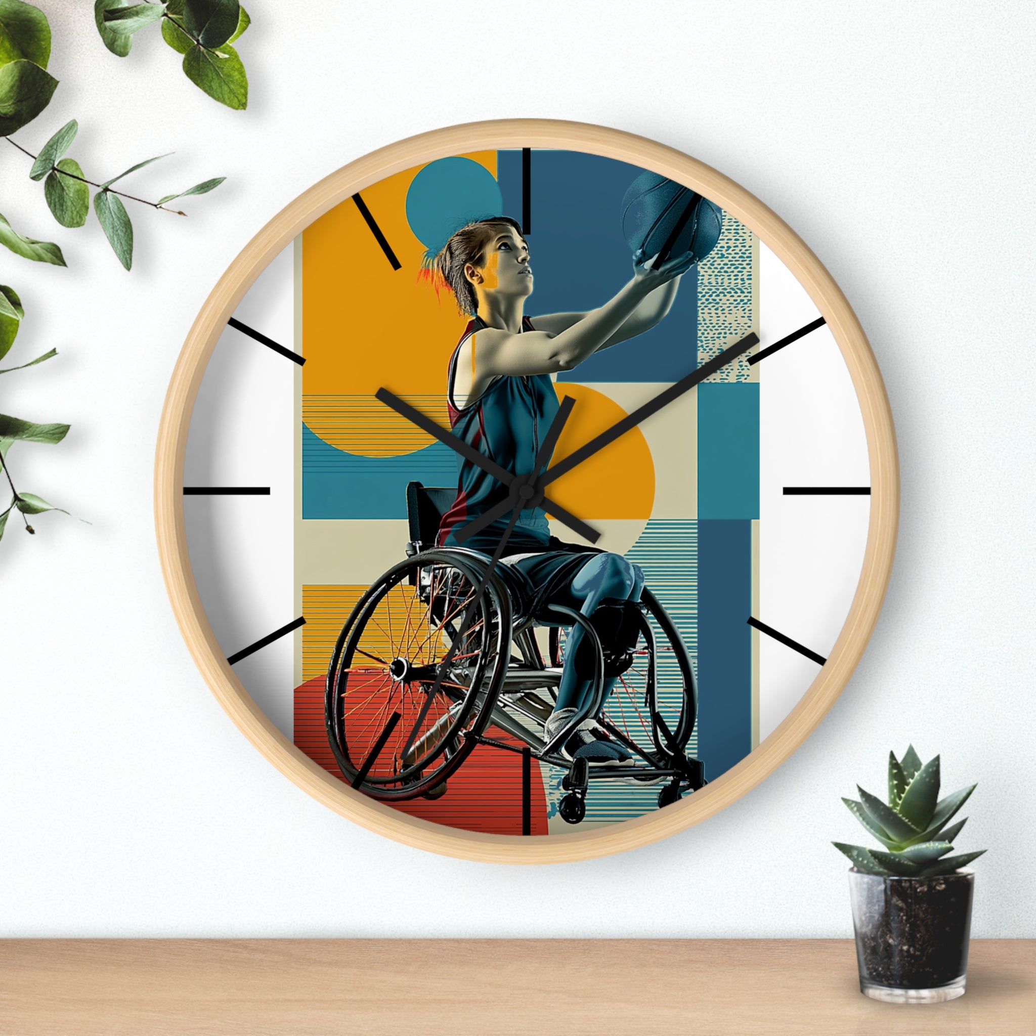 Motivational Sports Basket Wall Clock, Inspirational Decor for Athletes, Fitness Gift, Perfect for Home Gym, Competition, or Office