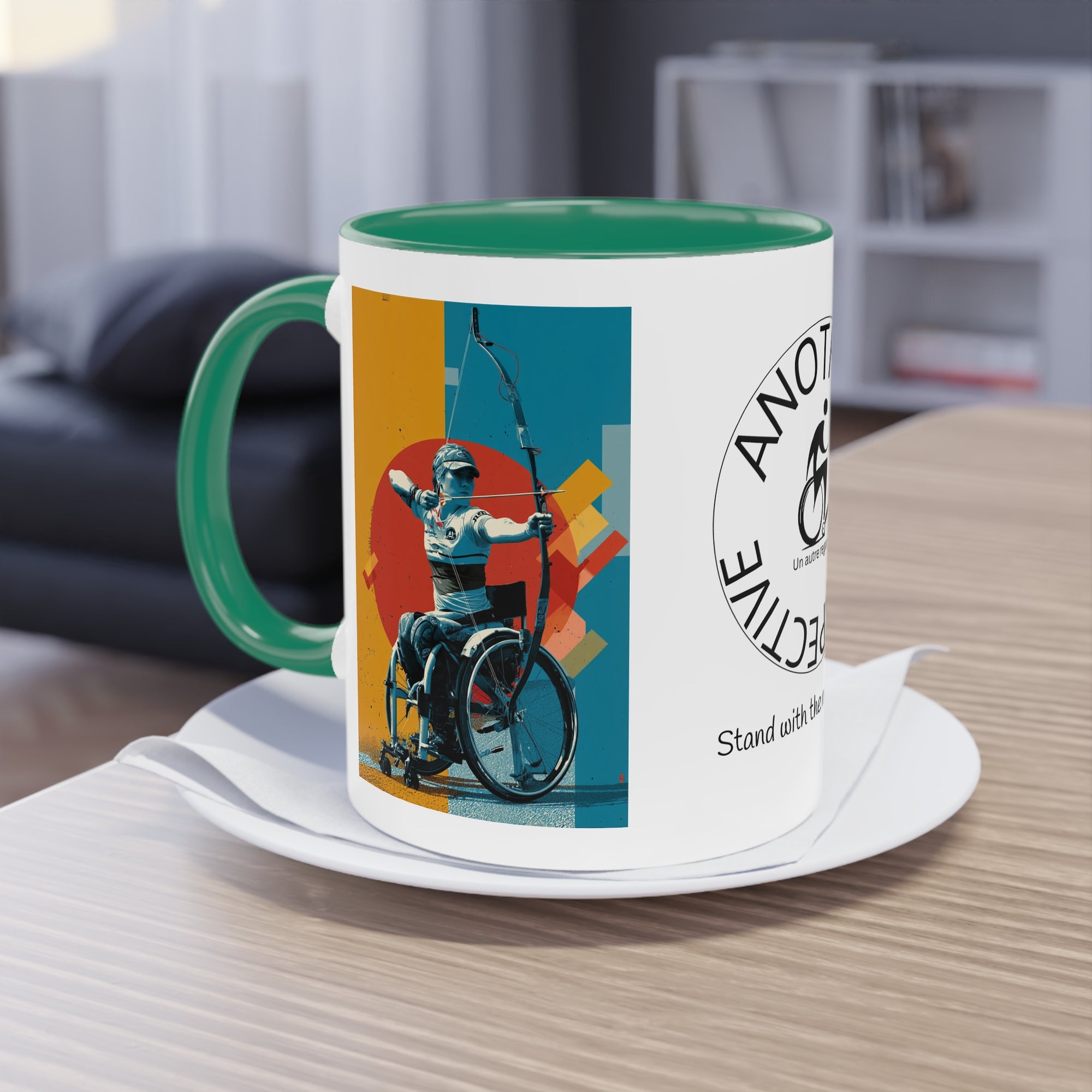 Dynamic Two-Tone Coffee Mug Archery,  Ideal Gift for Athletes, Motivational Morning Caffeine Boost, Sports Lover Cup