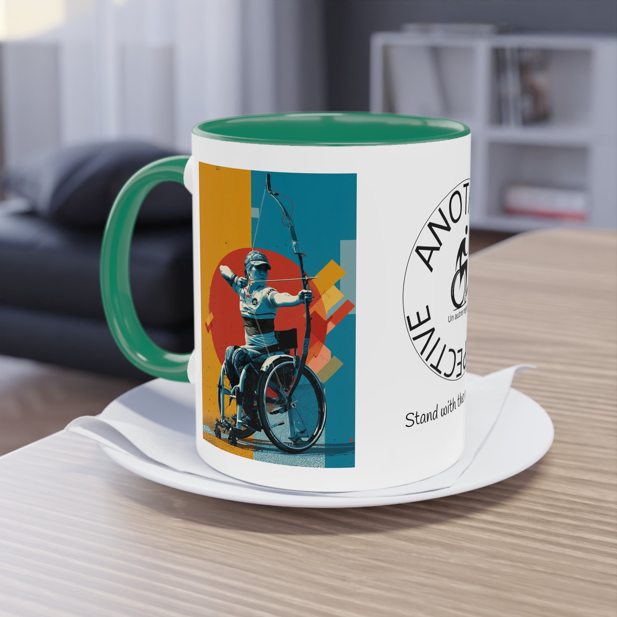 Dynamic Two-Tone Coffee Mug Archery,  Ideal Gift for Athletes, Motivational Morning Caffeine Boost, Sports Lover Cup