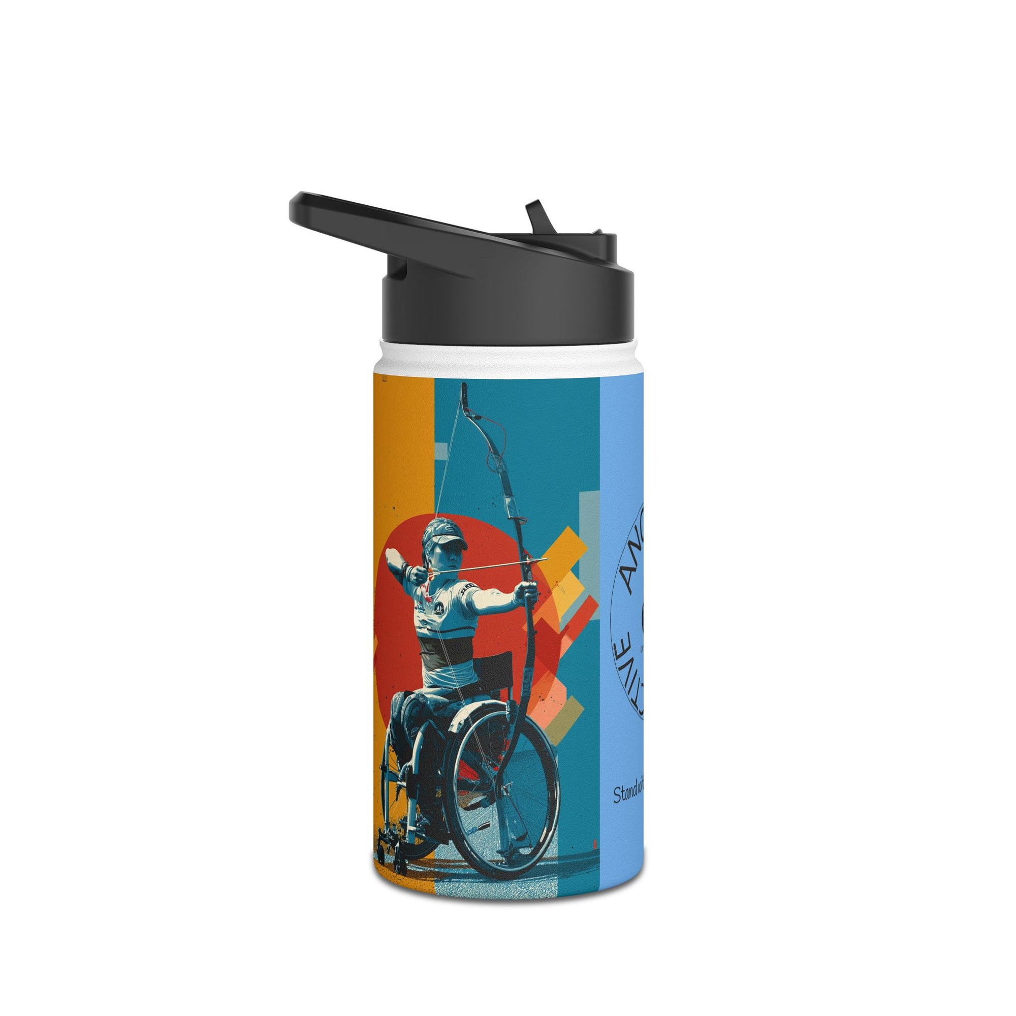 Colorful Stainless Steel Water Bottle – Para-sport Archery Design, Eco-Friendly Hydration, Gift Idea for All Athletes, Travel Mug, Fitness Accessory