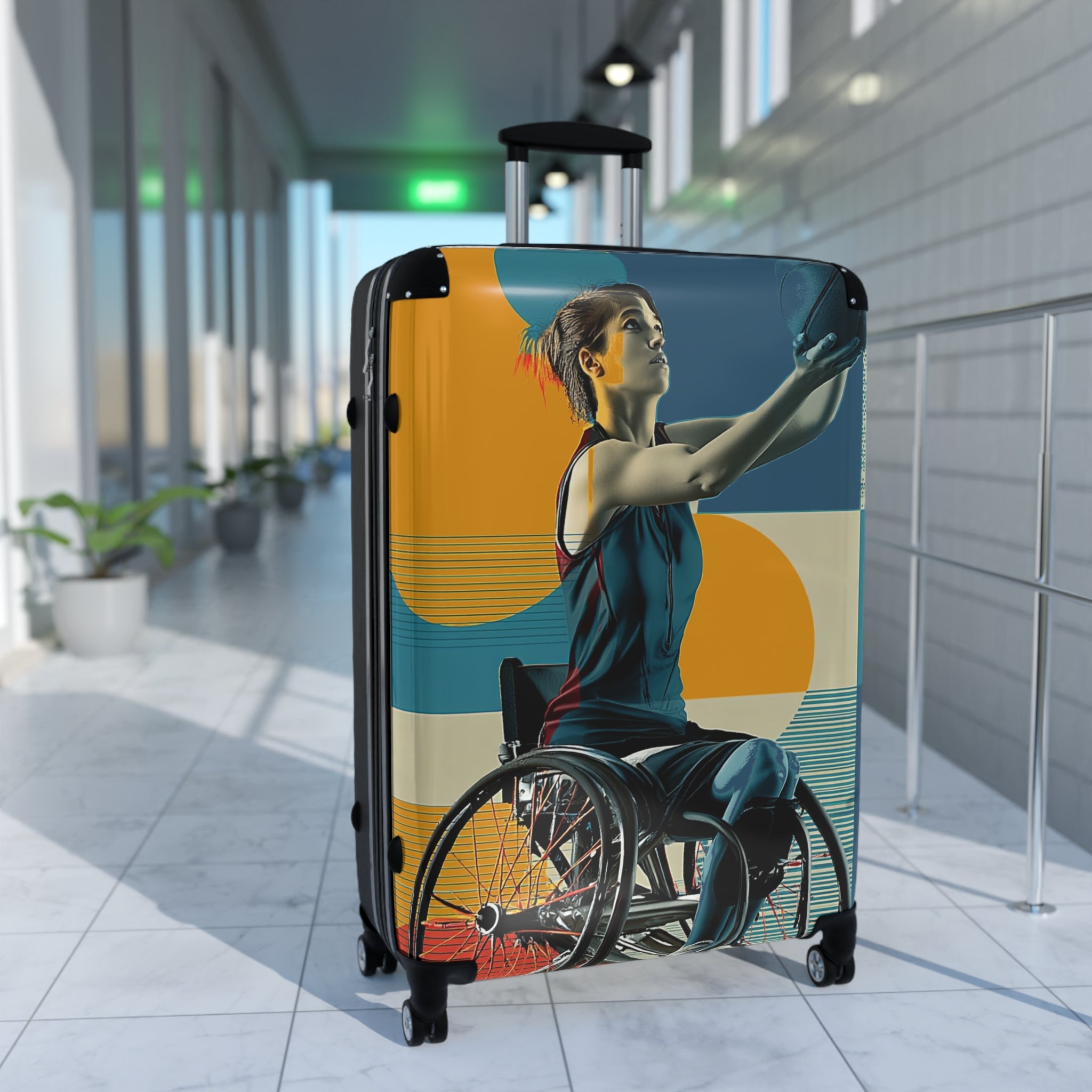 Wheelchair Basket Athlete Suitcase - Travel Gear for Adaptive Sports, Unique Luggage, Inspirational Gift, Mobility Travel, Adventure Bag