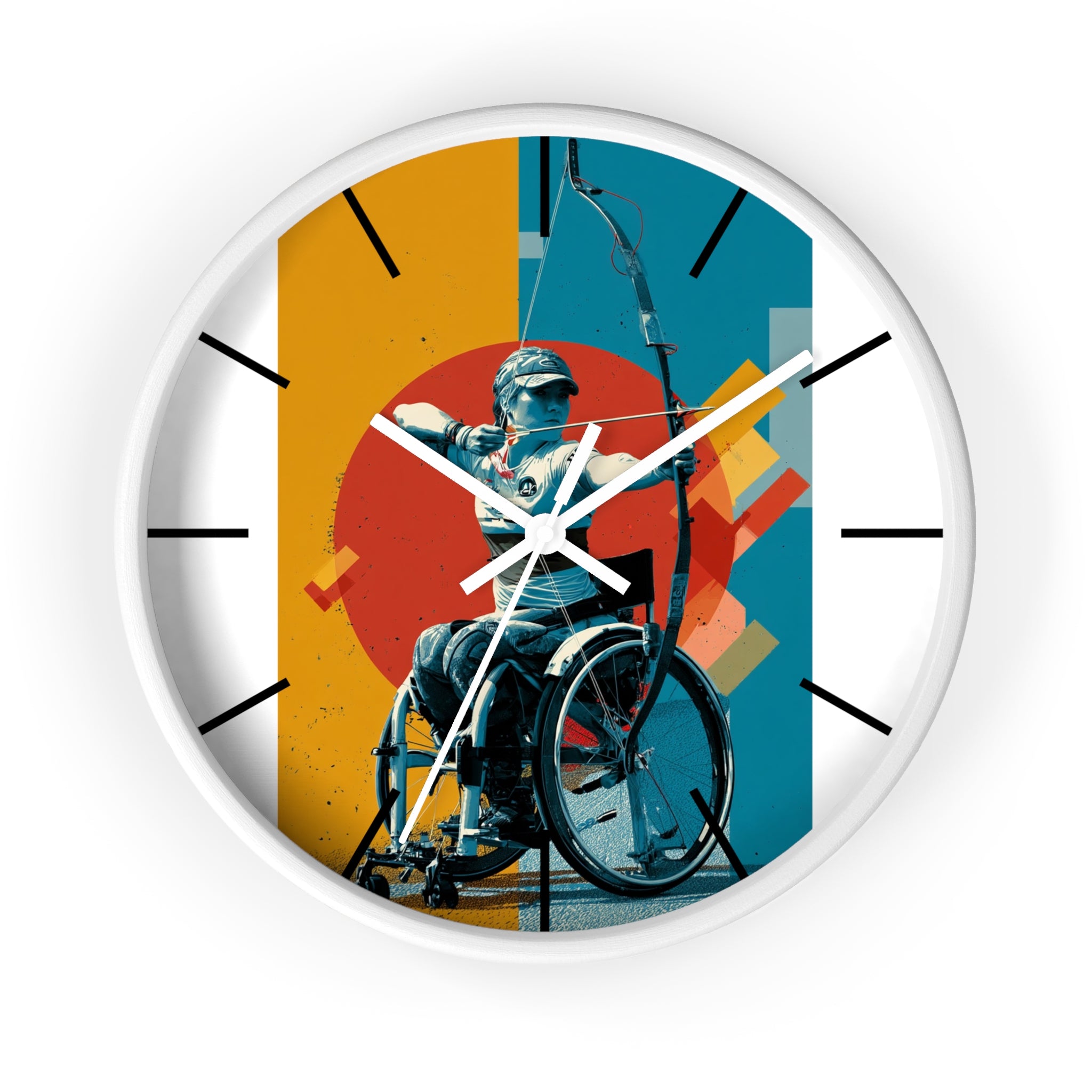 Motivational Sports Archery Wall Clock, Inspirational Decor for Athletes, Fitness Gift, Perfect for Home Gym, Competition, or Office