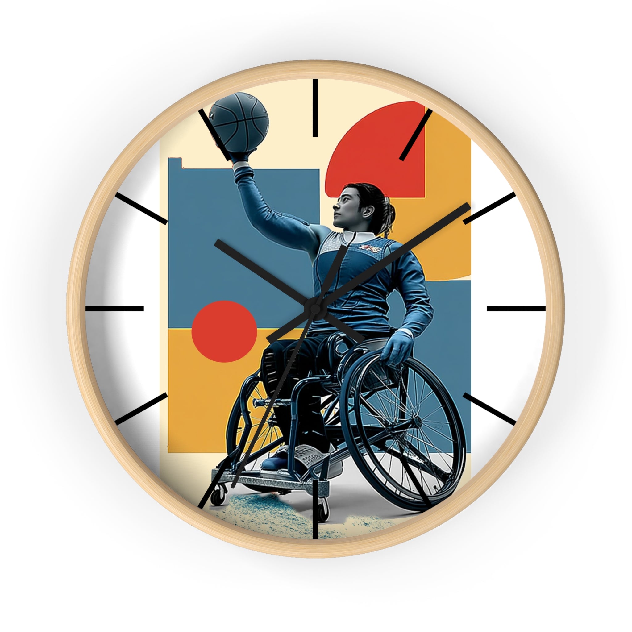 Motivational Sports Basket Wall Clock, Inspirational Decor for Athletes, Fitness Gift, Perfect for Home Gym, Competition, or Office