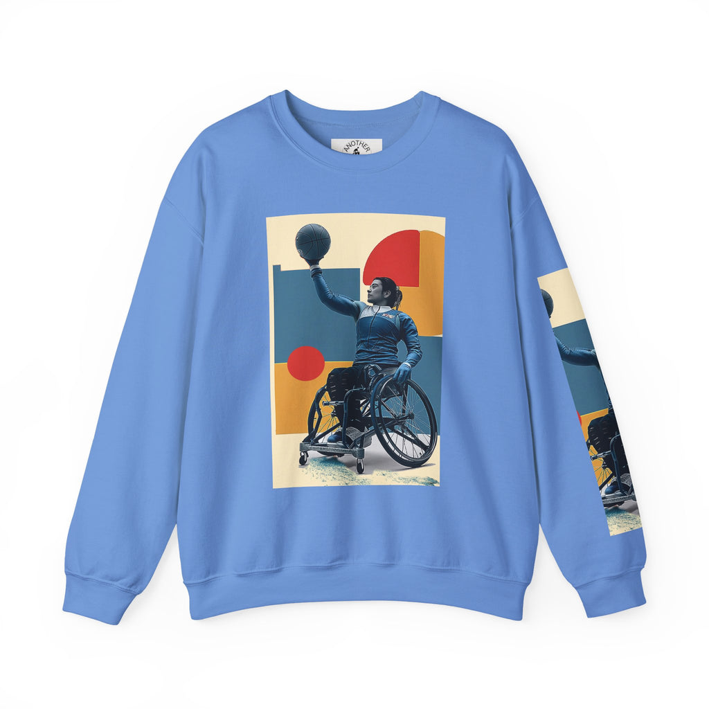Inclusive WheelChair Basket Sports Themed Sweatshirt for Empowerment, Unisex Heavy Blend Crewneck, Inspirational Gift for Activists