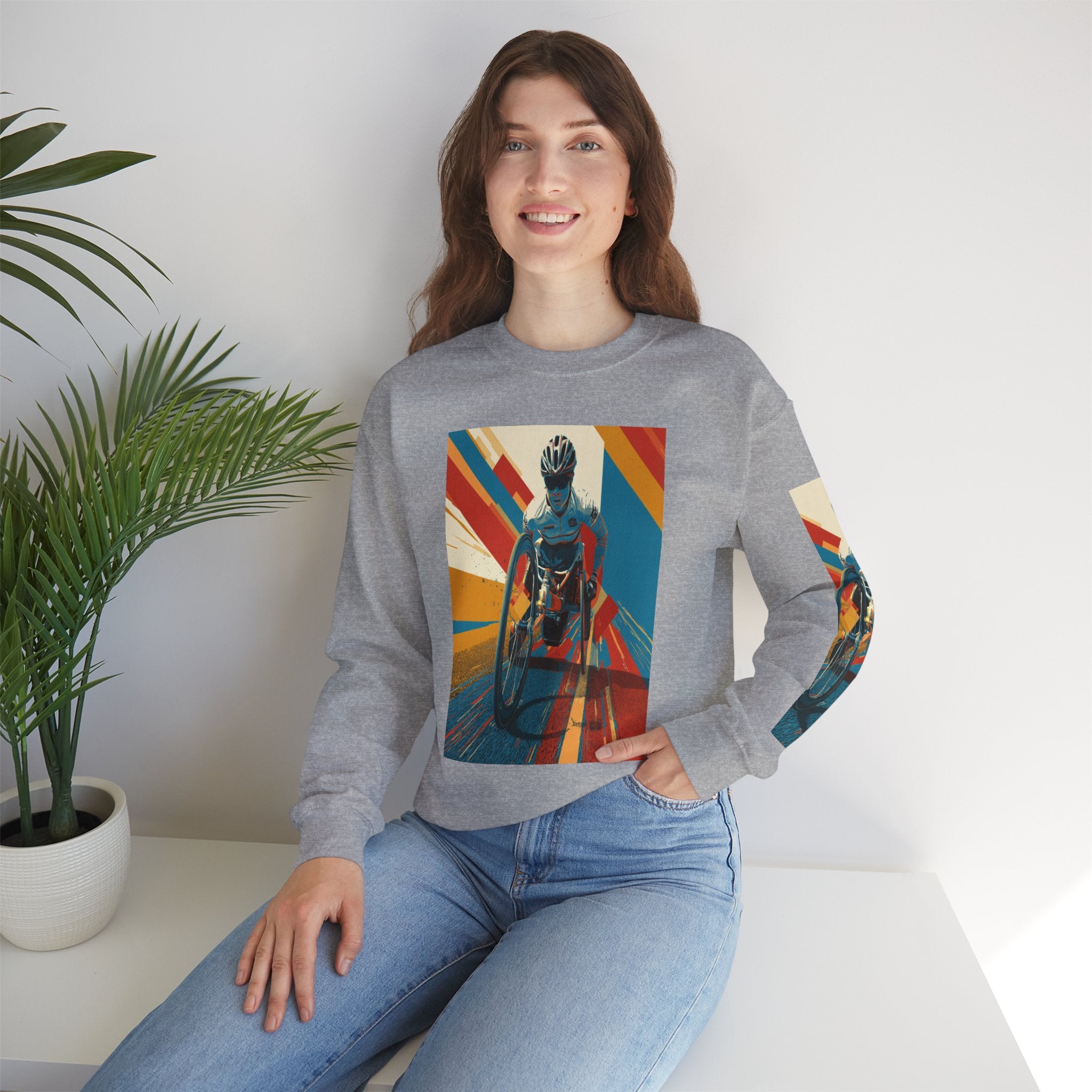 Inclusive WheelChair Course Sports Themed Sweatshirt for Empowerment, Unisex Heavy Blend Crewneck, Inspirational Gift for Activists