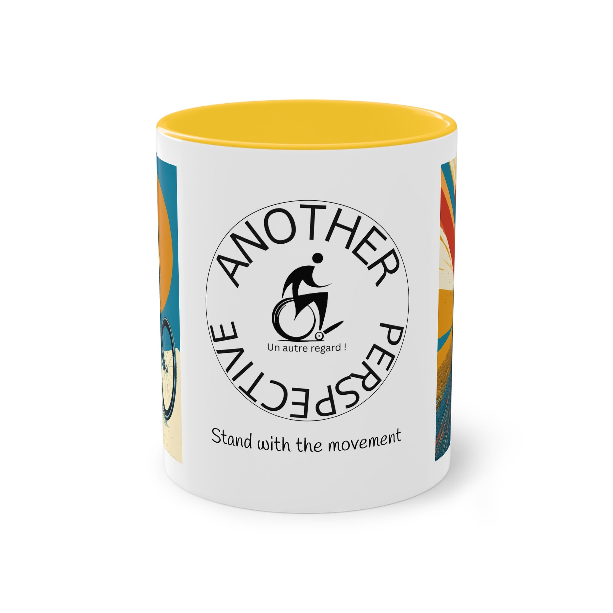 Dynamic Two-Tone Coffee Mug Wheelchair, Race-inspired Drinkware, Ideal Gift for Athletes, Motivational Morning Caffeine Boost, Sports Lover Cup