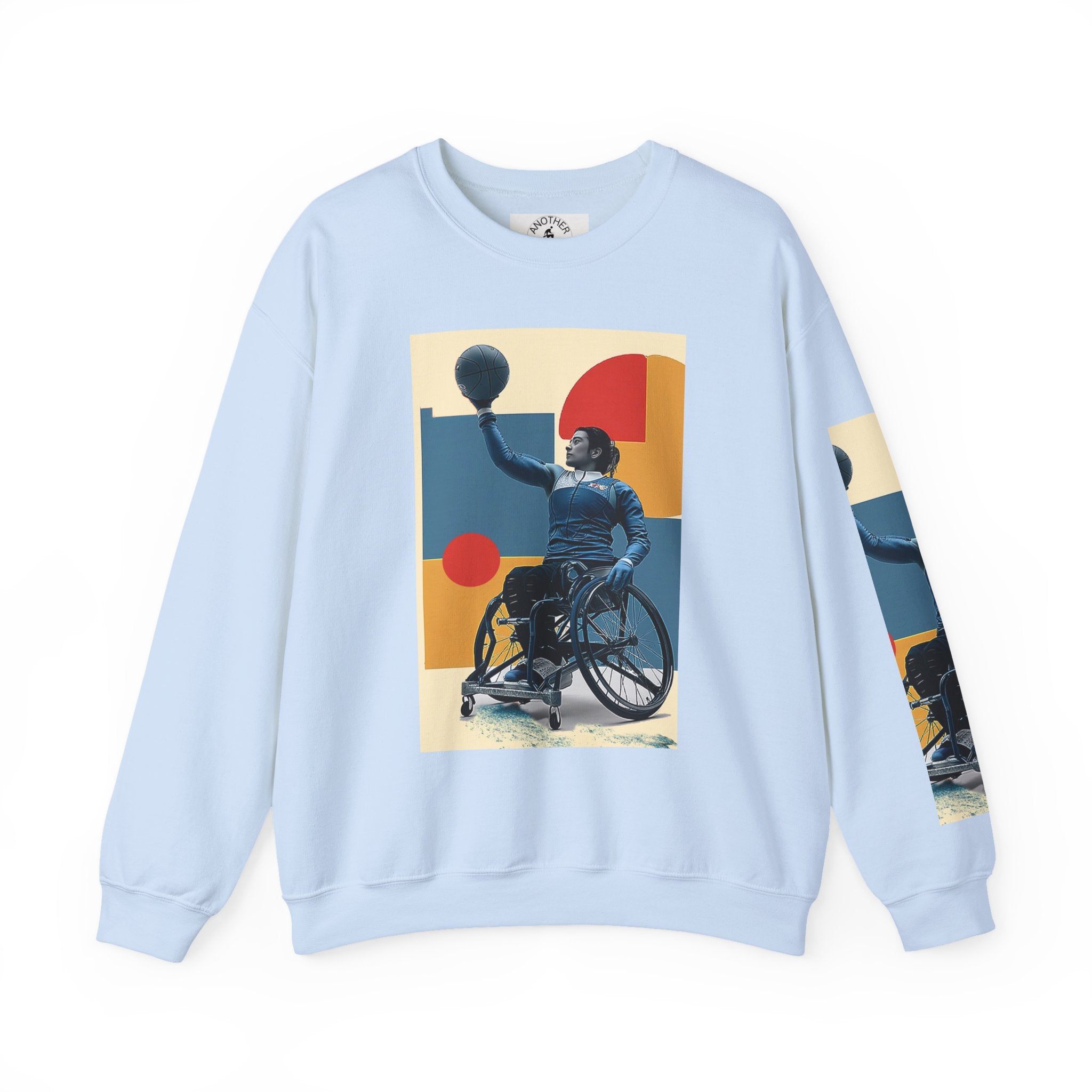 Inclusive WheelChair Basket Sports Themed Sweatshirt for Empowerment, Unisex Heavy Blend Crewneck, Inspirational Gift for Activists