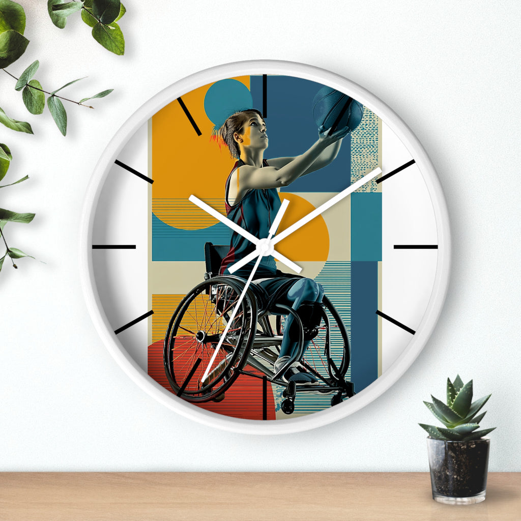 Motivational Sports Basket Wall Clock, Inspirational Decor for Athletes, Fitness Gift, Perfect for Home Gym, Competition, or Office