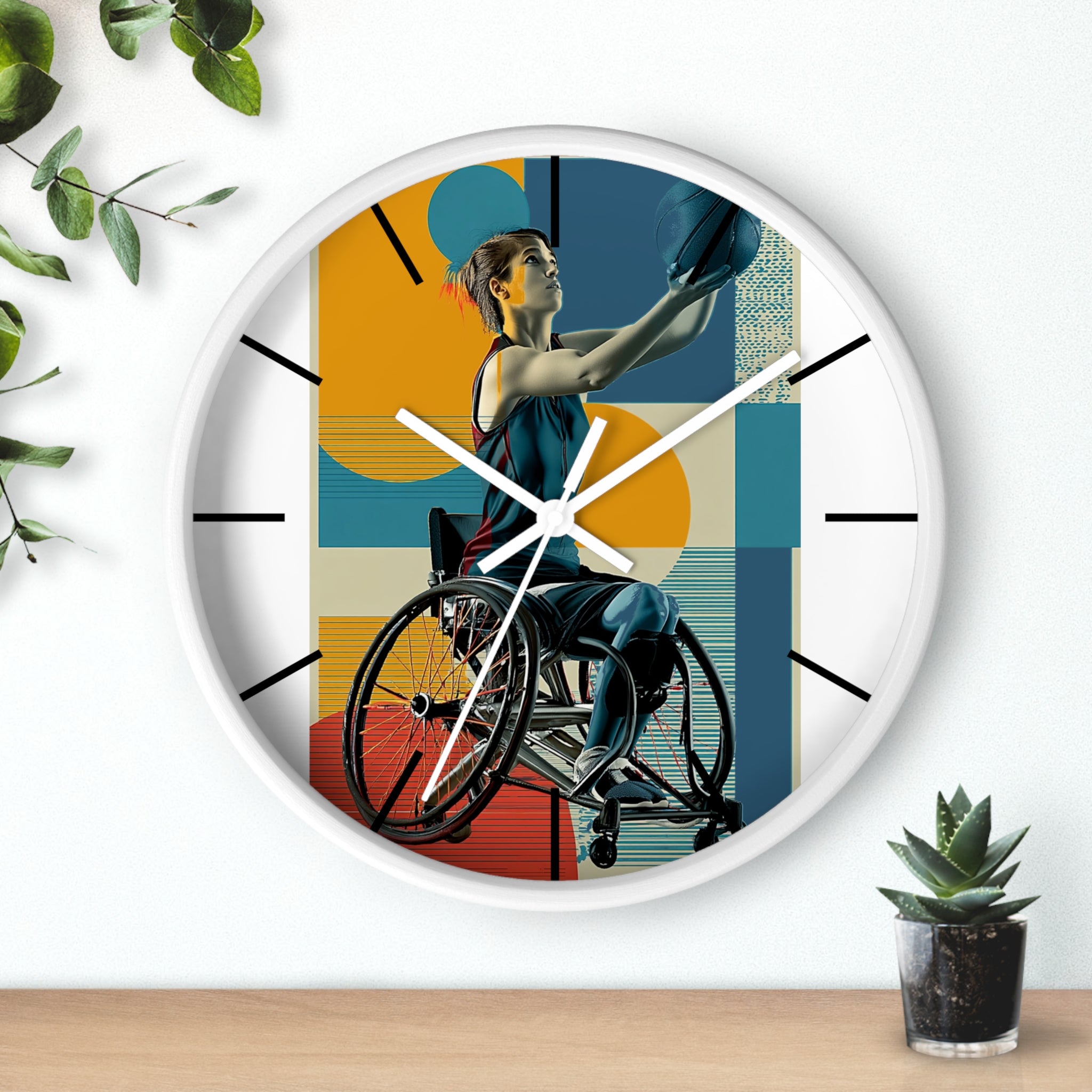 Motivational Sports Basket Wall Clock, Inspirational Decor for Athletes, Fitness Gift, Perfect for Home Gym, Competition, or Office