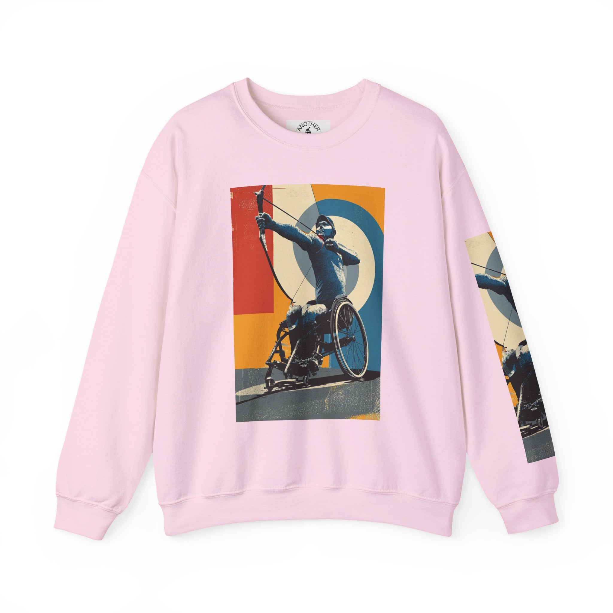 Inclusive WheelChair Archery Sports Themed Sweatshirt for Empowerment, Unisex Heavy Blend Crewneck, Inspirational Gift for Activists