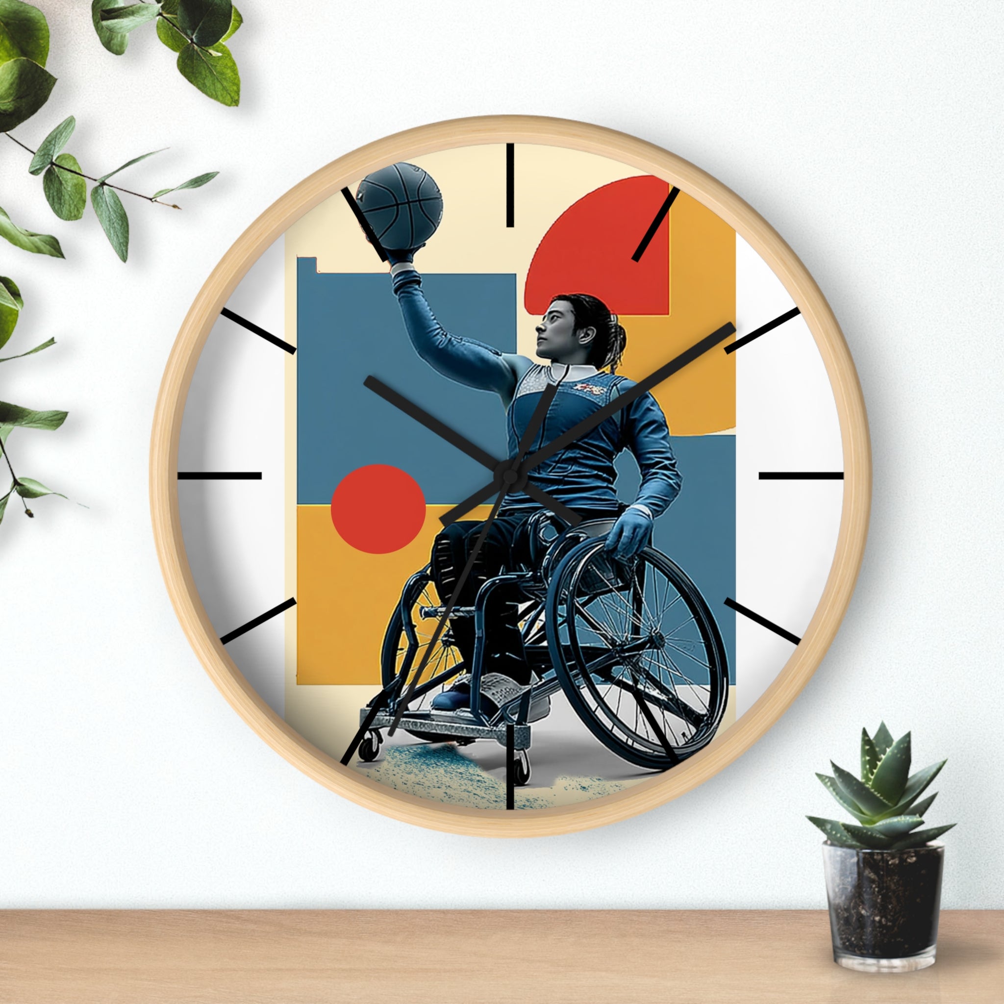 Motivational Sports Basket Wall Clock, Inspirational Decor for Athletes, Fitness Gift, Perfect for Home Gym, Competition, or Office