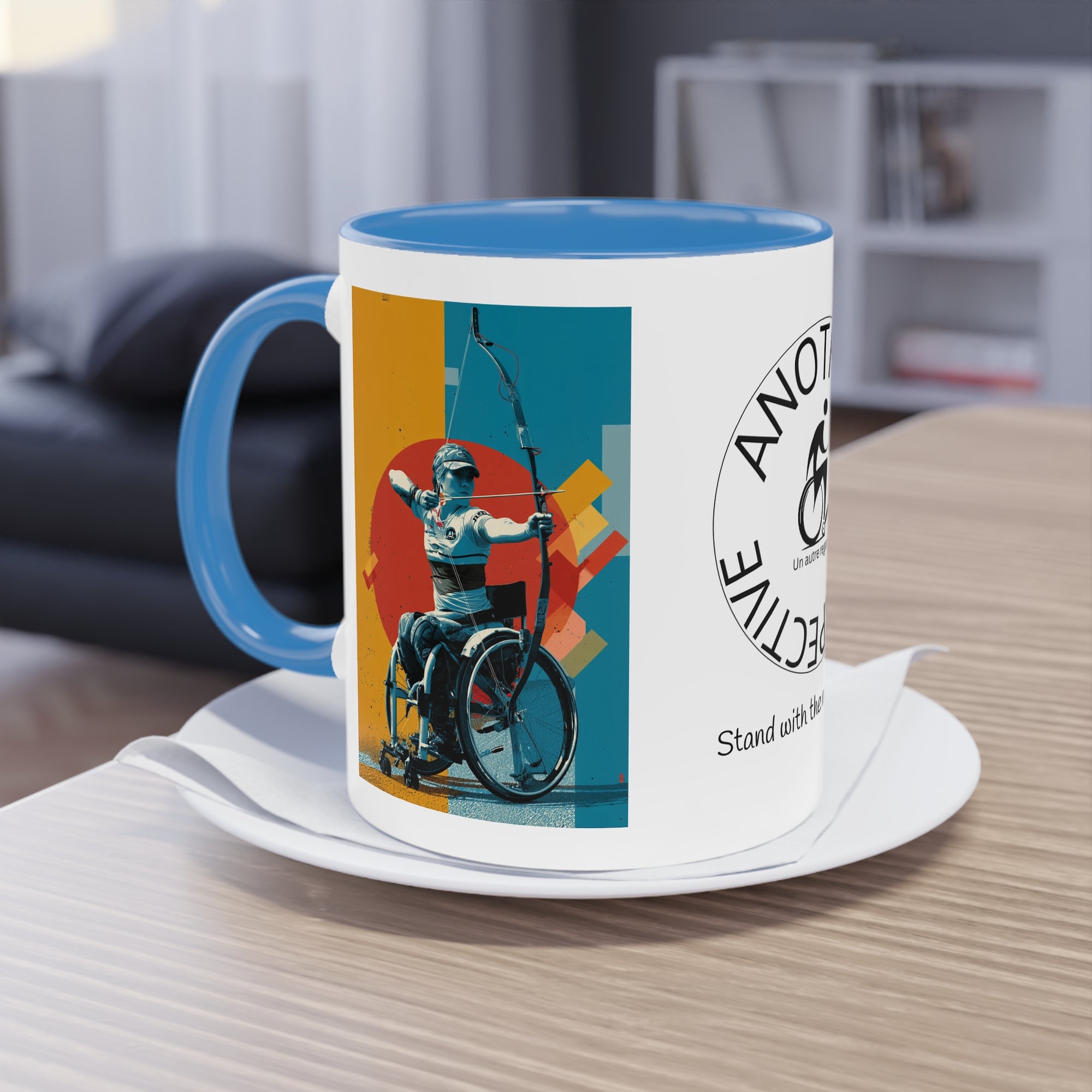 Dynamic Two-Tone Coffee Mug Archery,  Ideal Gift for Athletes, Motivational Morning Caffeine Boost, Sports Lover Cup