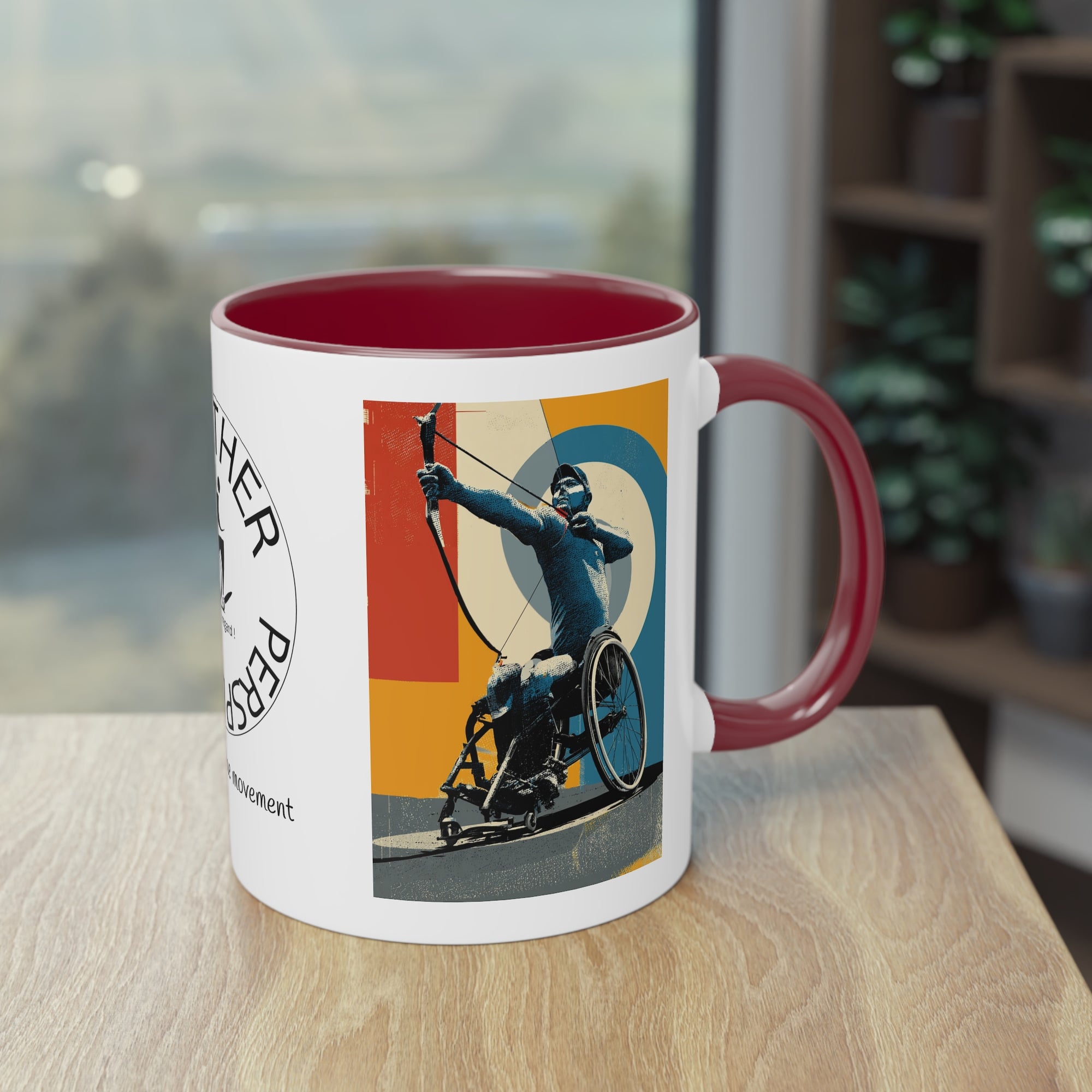 Dynamic Two-Tone Coffee Mug Archery,  Ideal Gift for Athletes, Motivational Morning Caffeine Boost, Sports Lover Cup