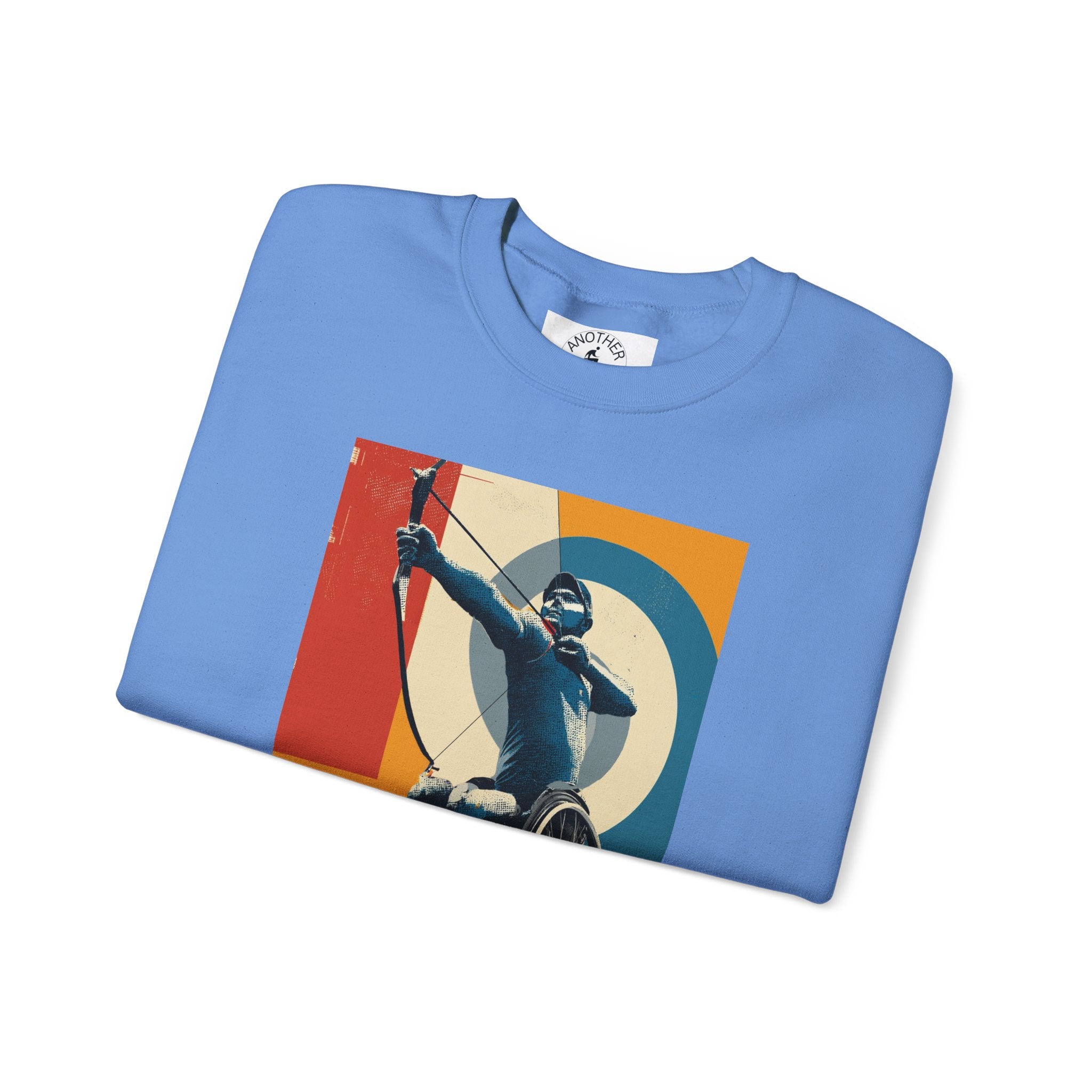 Inclusive WheelChair Archery Sports Themed Sweatshirt for Empowerment, Unisex Heavy Blend Crewneck, Inspirational Gift for Activists