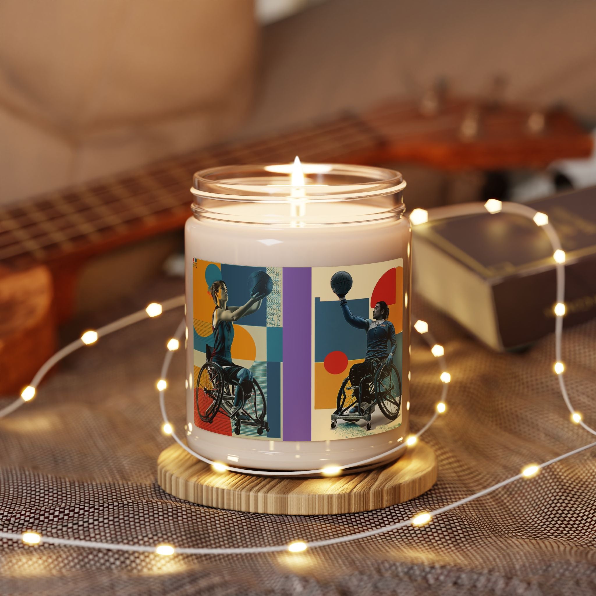 Artistic Wheelchair Basket Scented Candle - Relaxation Decor for Sports Lovers, Candles for Gifts, Home Fragrance, Unique Gifts