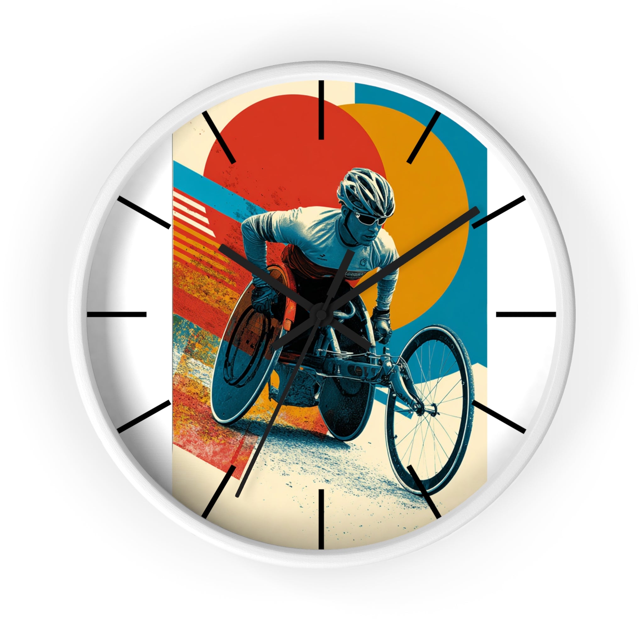 Motivational Wheelchair Sports Wall Clock, Inspirational Decor for Athletes, Fitness Gift, Perfect for Home Gym, Competition, or Office