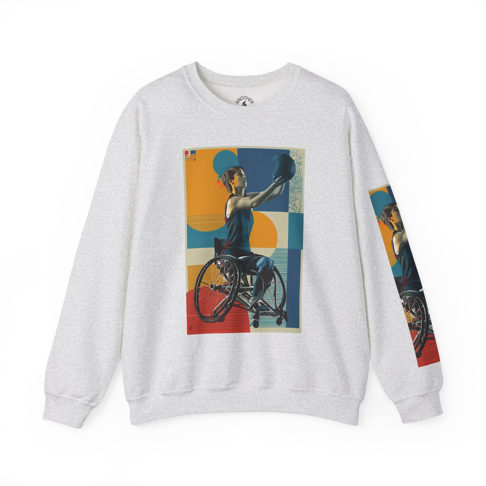 Inclusive WheelChair Basket Sports Themed Sweatshirt for Empowerment, Unisex Heavy Blend Crewneck, Inspirational Gift for Activists