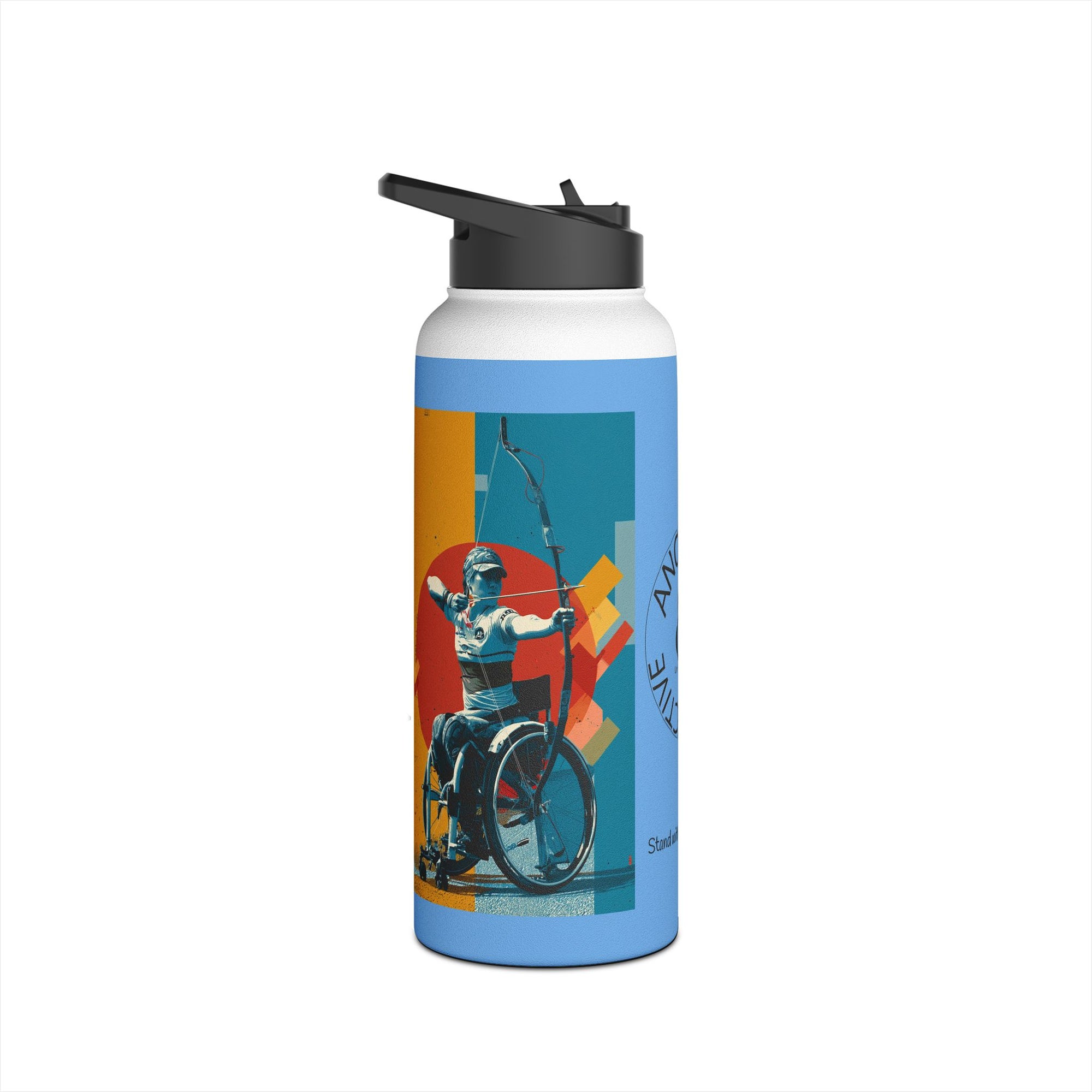 Colorful Stainless Steel Water Bottle – Para-sport Archery Design, Eco-Friendly Hydration, Gift Idea for All Athletes, Travel Mug, Fitness Accessory