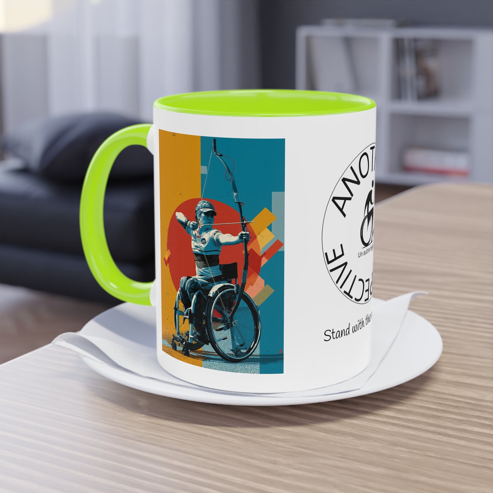 Dynamic Two-Tone Coffee Mug Archery,  Ideal Gift for Athletes, Motivational Morning Caffeine Boost, Sports Lover Cup