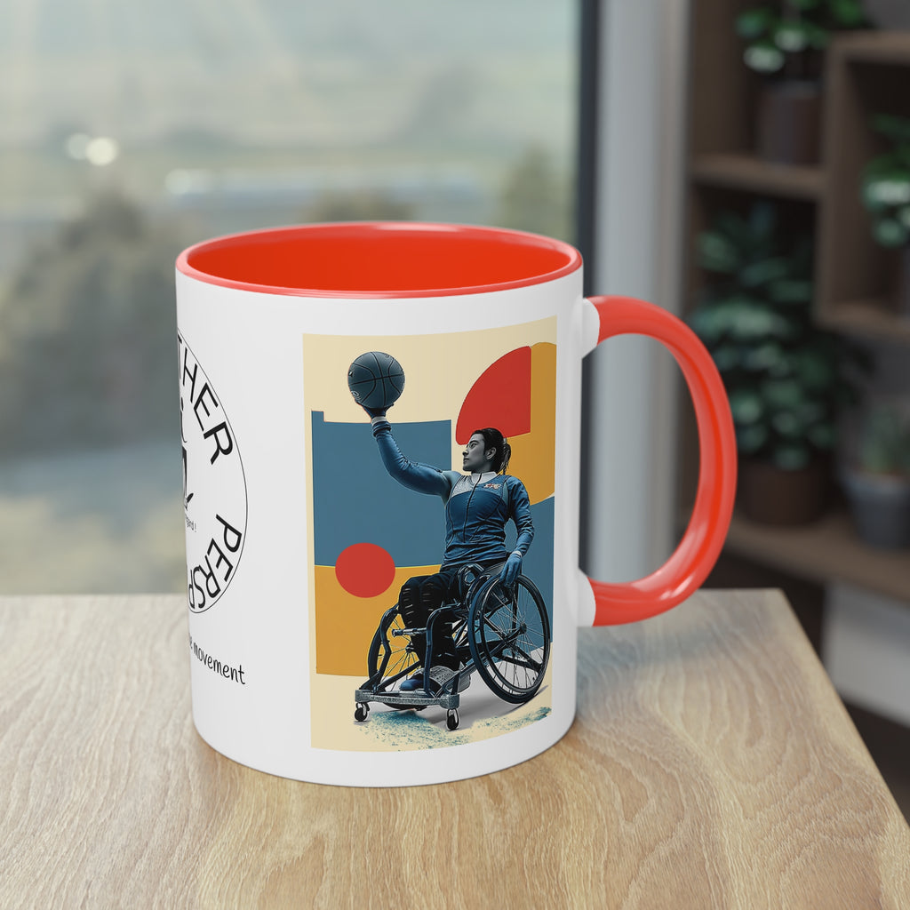 Dynamic Two-Tone Coffee Mug Basket,  Ideal Gift for Athletes, Motivational Morning Caffeine Boost, Sports Lover Cup