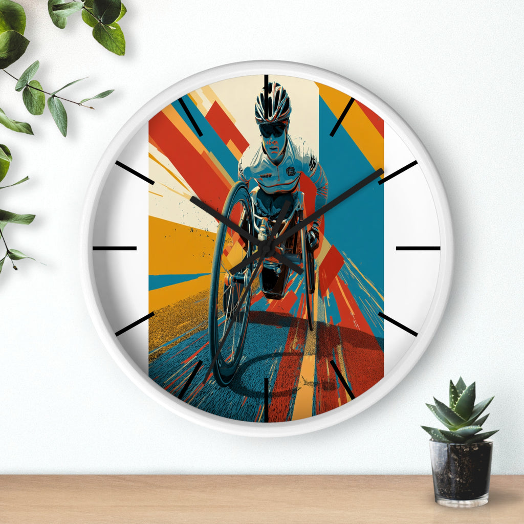 Motivational Sports Wheelchair Wall Clock, Inspirational Decor for Athletes, Fitness Gift, Perfect for Home Gym, Competition, or Office