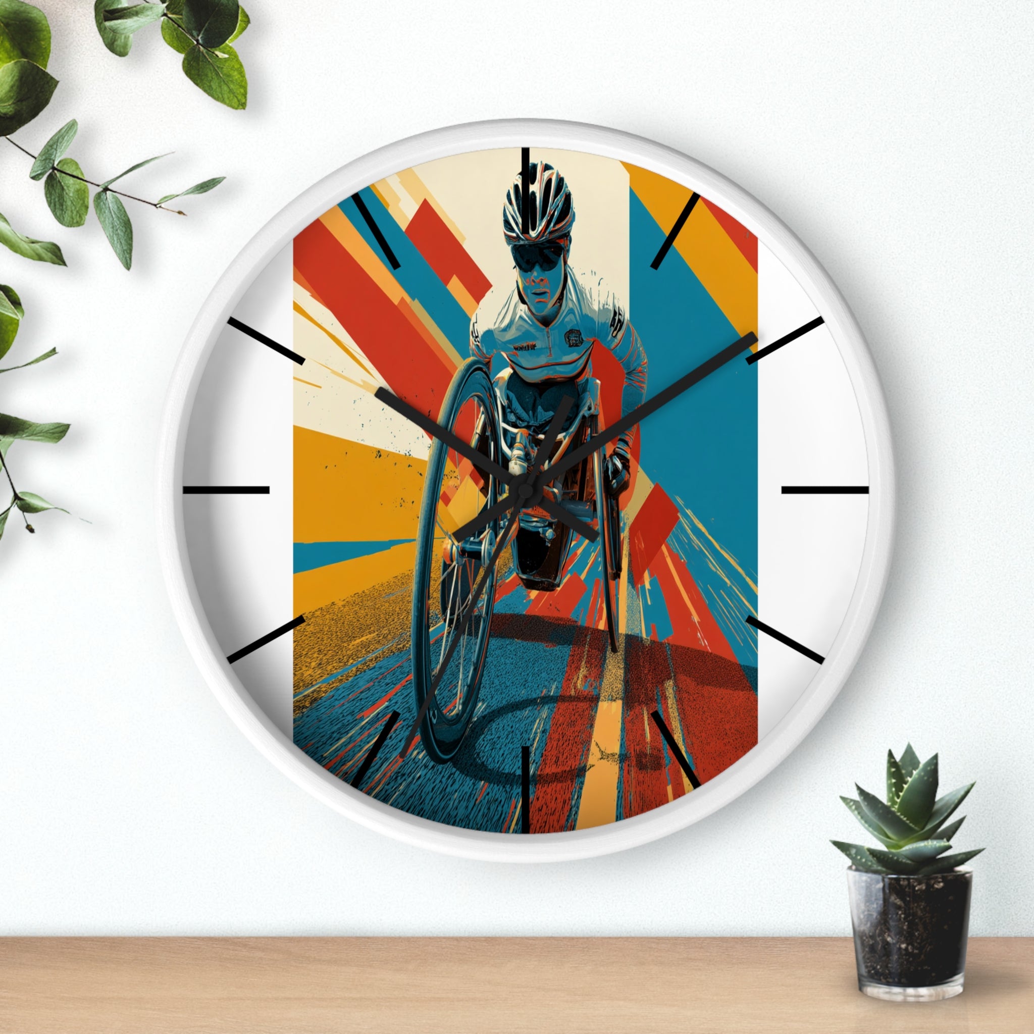 Motivational Sports Wheelchair Wall Clock, Inspirational Decor for Athletes, Fitness Gift, Perfect for Home Gym, Competition, or Office