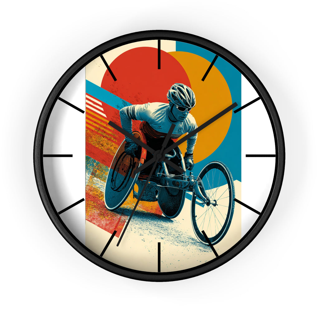 Motivational Wheelchair Sports Wall Clock, Inspirational Decor for Athletes, Fitness Gift, Perfect for Home Gym, Competition, or Office