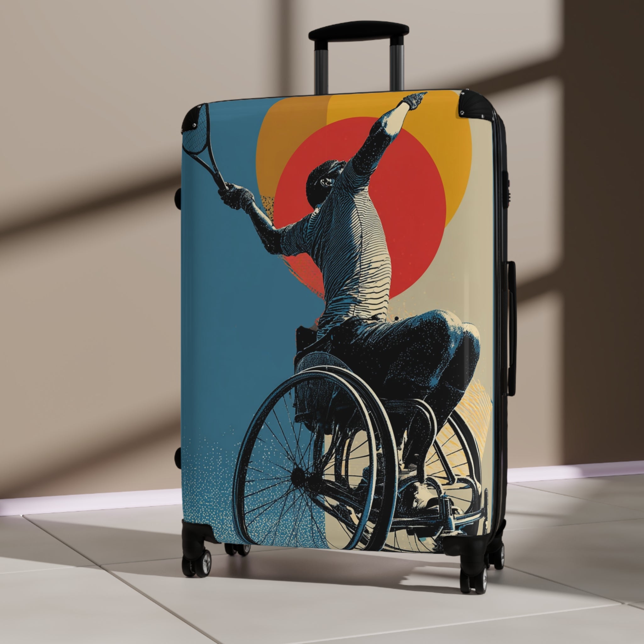 Wheelchair Tennis Athlete Suitcase - Travel Gear for Adaptive Sports, Unique Luggage, Inspirational Gift, Mobility Travel, Adventure Bag