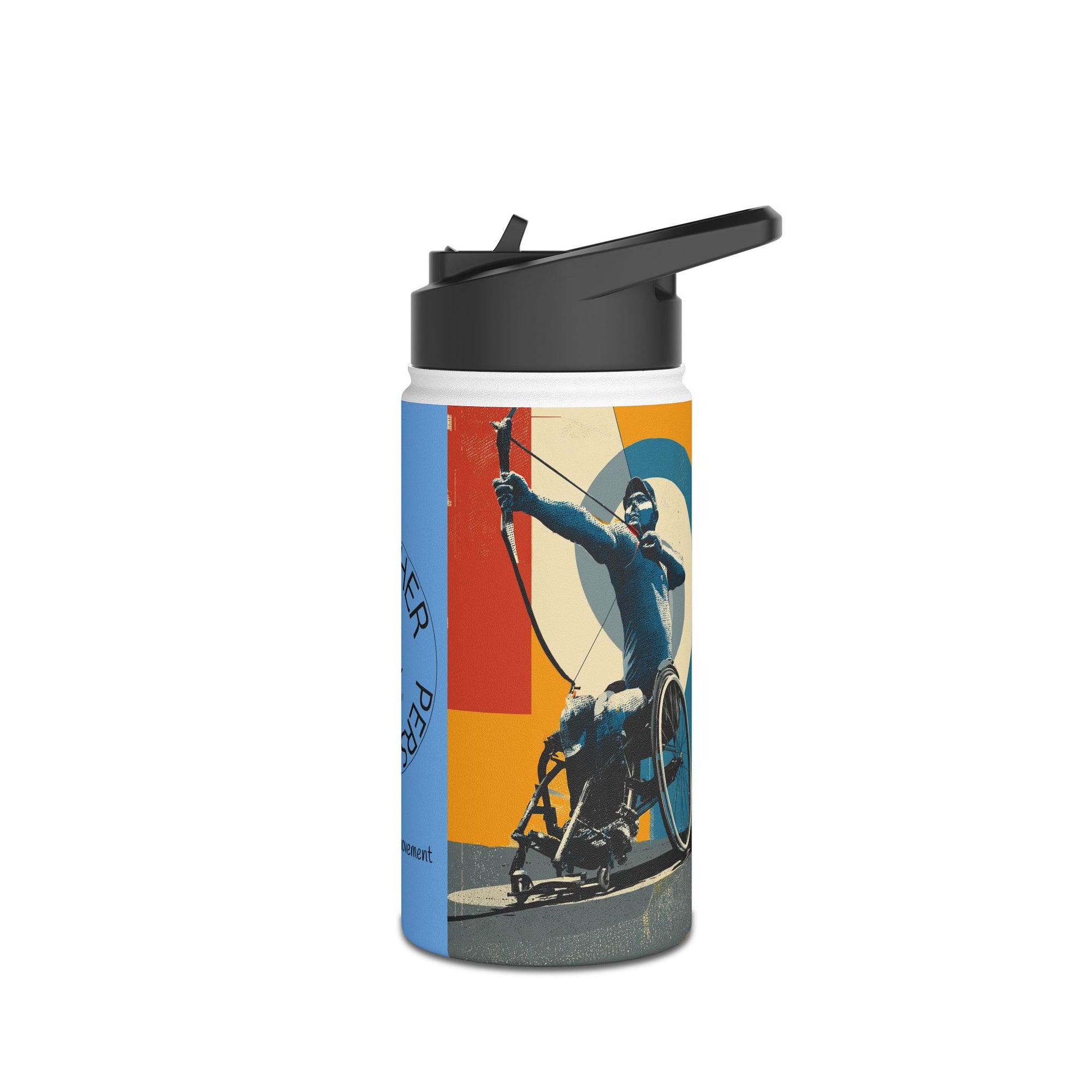 Colorful Stainless Steel Water Bottle – Para-sport Archery Design, Eco-Friendly Hydration, Gift Idea for All Athletes, Travel Mug, Fitness Accessory