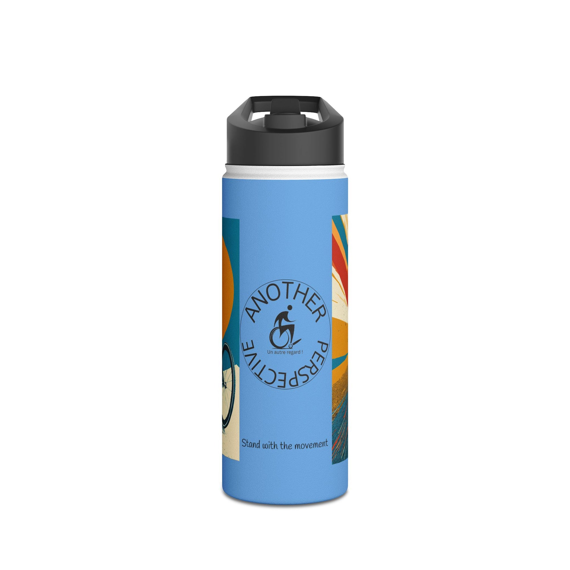 Colorful Stainless Steel Water Bottle – Para-sport Wheelchair Course Design, Eco-Friendly Hydration, Gift Idea for All Athletes, Travel Mug, Fitness Accessory