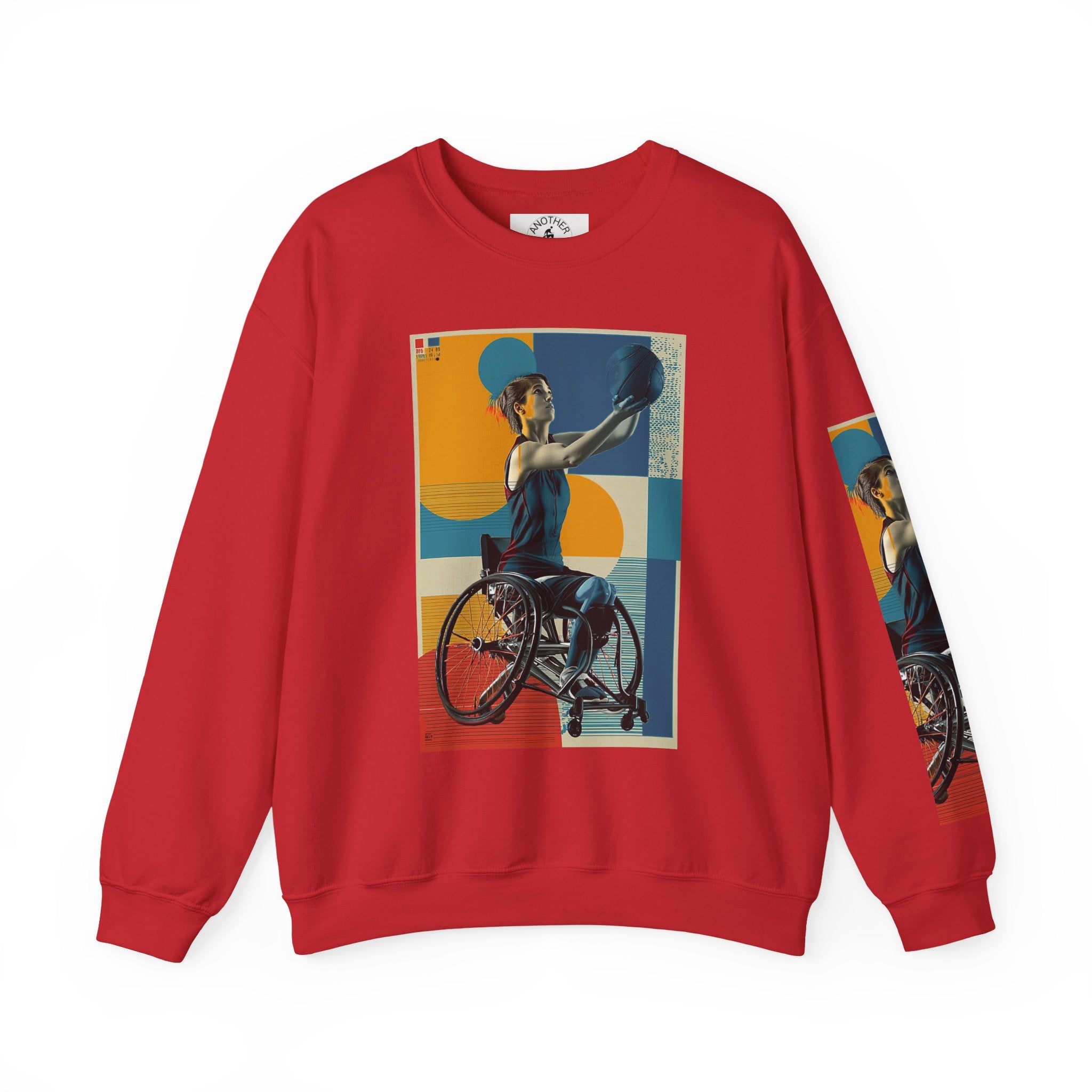Inclusive WheelChair Basket Sports Themed Sweatshirt for Empowerment, Unisex Heavy Blend Crewneck, Inspirational Gift for Activists