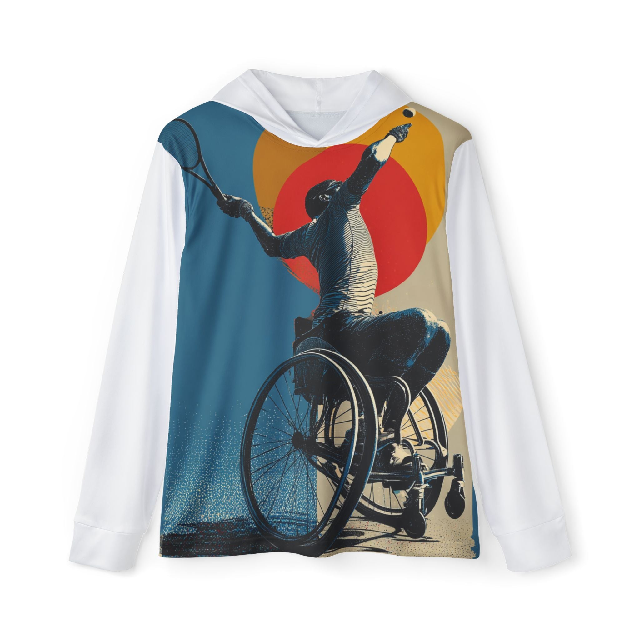 Men's Sports Warmup Hoodie - Wheelchair Tennis Design, Activewear, Sports Hoodie, Fitness Apparel, Athletes Gear, Gift for Sports Lovers