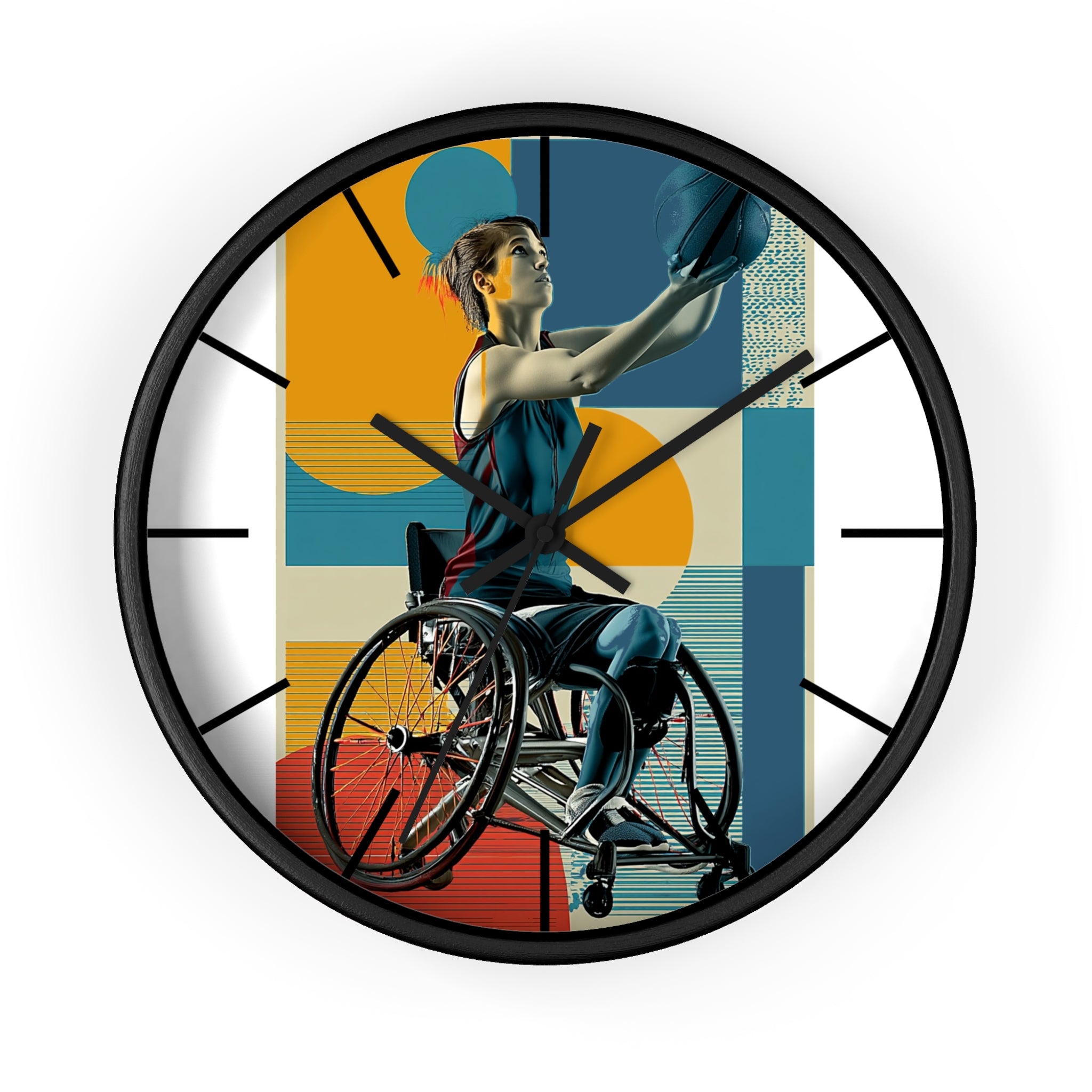 Motivational Sports Basket Wall Clock, Inspirational Decor for Athletes, Fitness Gift, Perfect for Home Gym, Competition, or Office