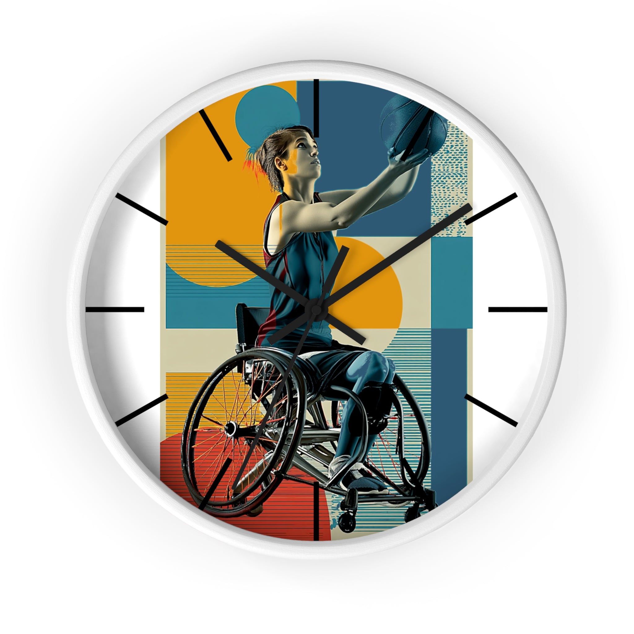 Motivational Sports Basket Wall Clock, Inspirational Decor for Athletes, Fitness Gift, Perfect for Home Gym, Competition, or Office