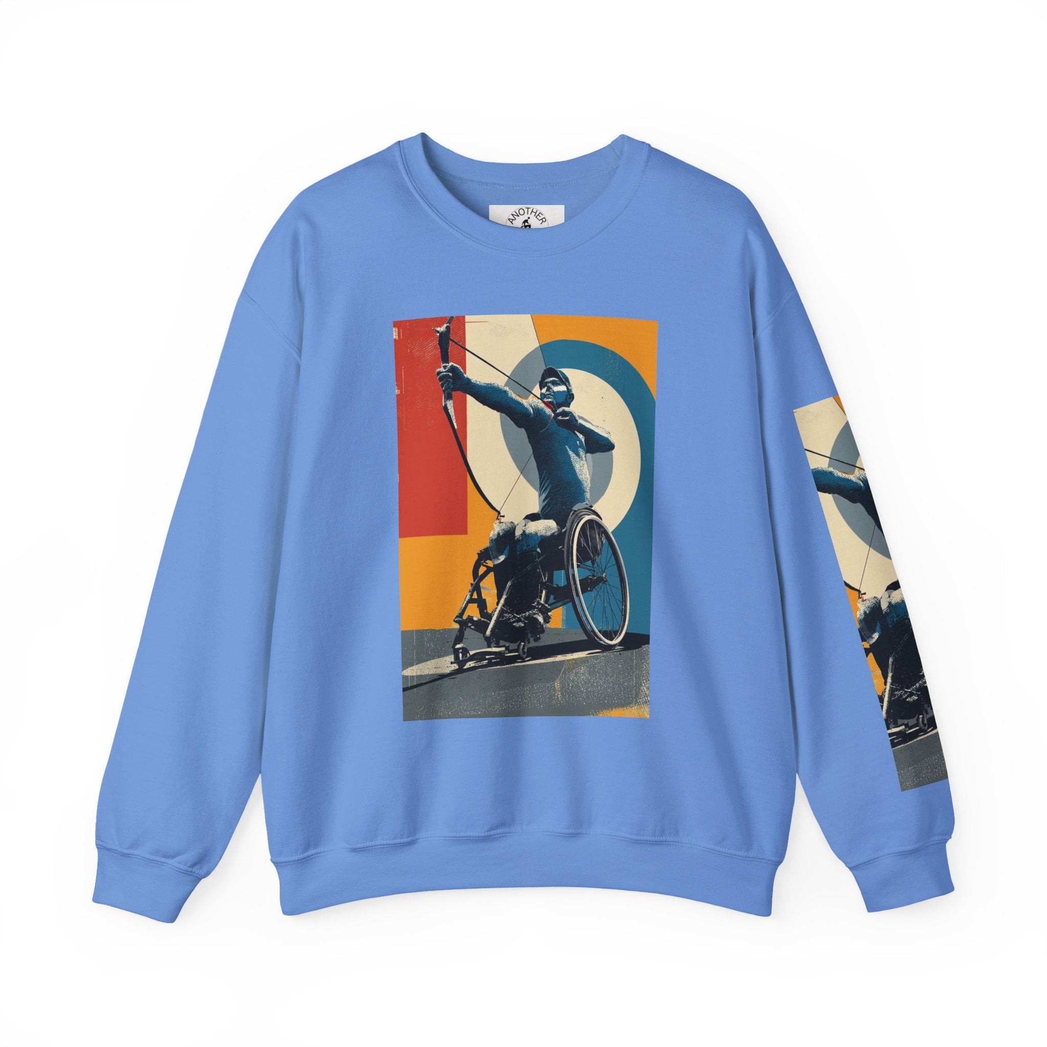 Inclusive WheelChair Archery Sports Themed Sweatshirt for Empowerment, Unisex Heavy Blend Crewneck, Inspirational Gift for Activists