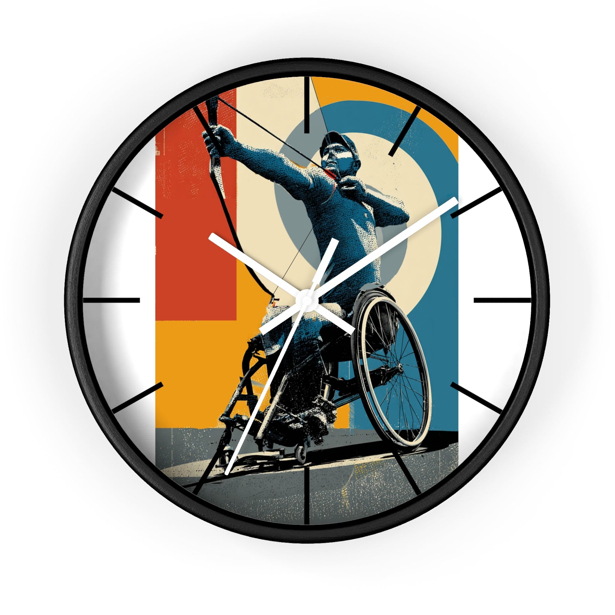 Motivational Sports Archery Wall Clock, Inspirational Decor for Athletes, Fitness Gift, Perfect for Home Gym, Competition, or Office