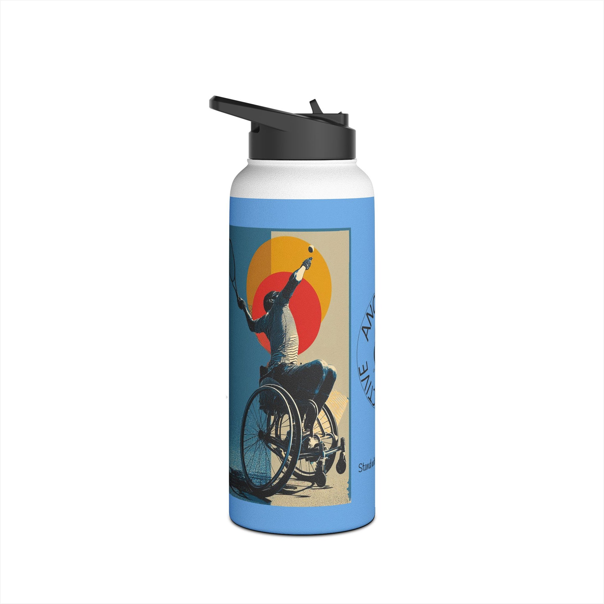 Colorful Stainless Steel Water Bottle – Para-sport Tennis Design, Eco-Friendly Hydration, Gift Idea for All Athletes, Travel Mug, Fitness Accessory
