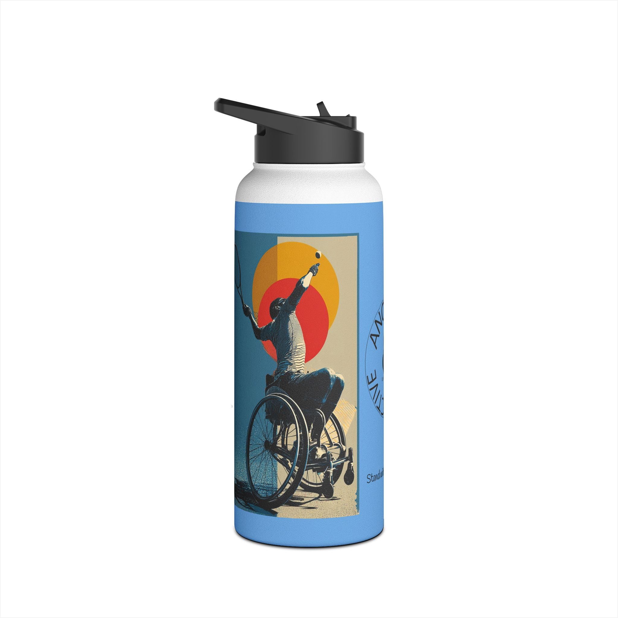 Colorful Stainless Steel Water Bottle – Para-sport Tennis Design, Eco-Friendly Hydration, Gift Idea for All Athletes, Travel Mug, Fitness Accessory