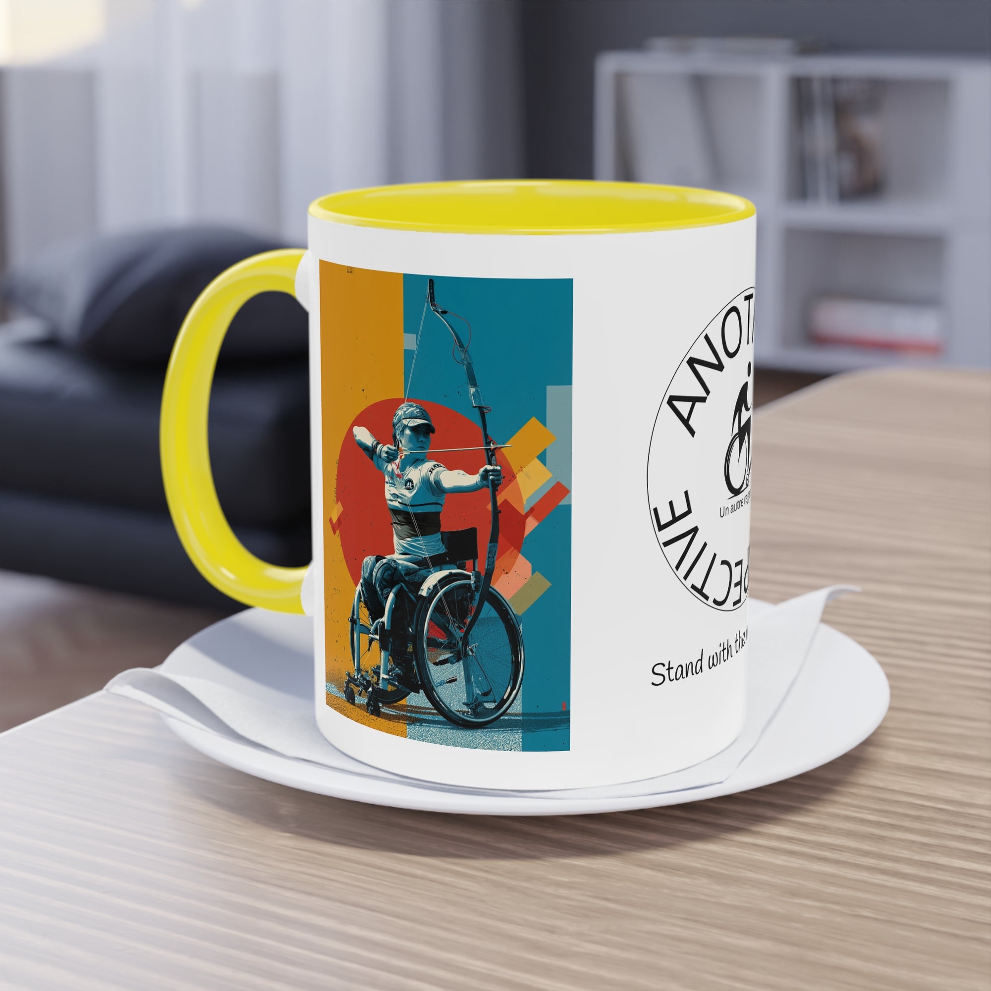 Dynamic Two-Tone Coffee Mug Archery,  Ideal Gift for Athletes, Motivational Morning Caffeine Boost, Sports Lover Cup
