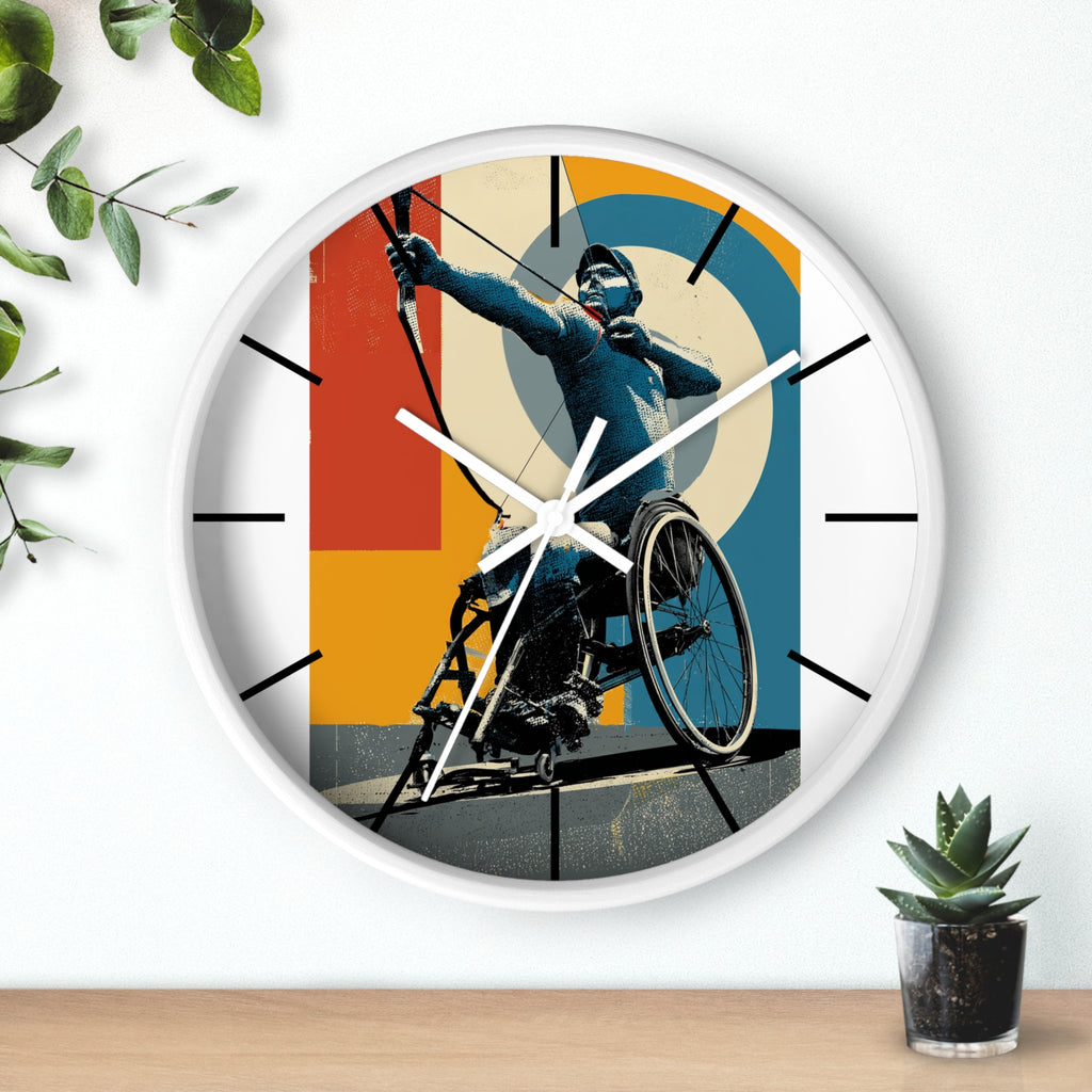 Motivational Sports Archery Wall Clock, Inspirational Decor for Athletes, Fitness Gift, Perfect for Home Gym, Competition, or Office