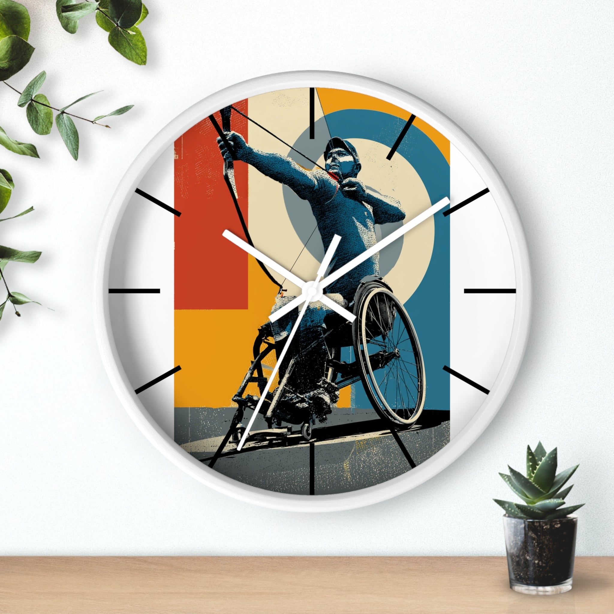 Motivational Sports Archery Wall Clock, Inspirational Decor for Athletes, Fitness Gift, Perfect for Home Gym, Competition, or Office