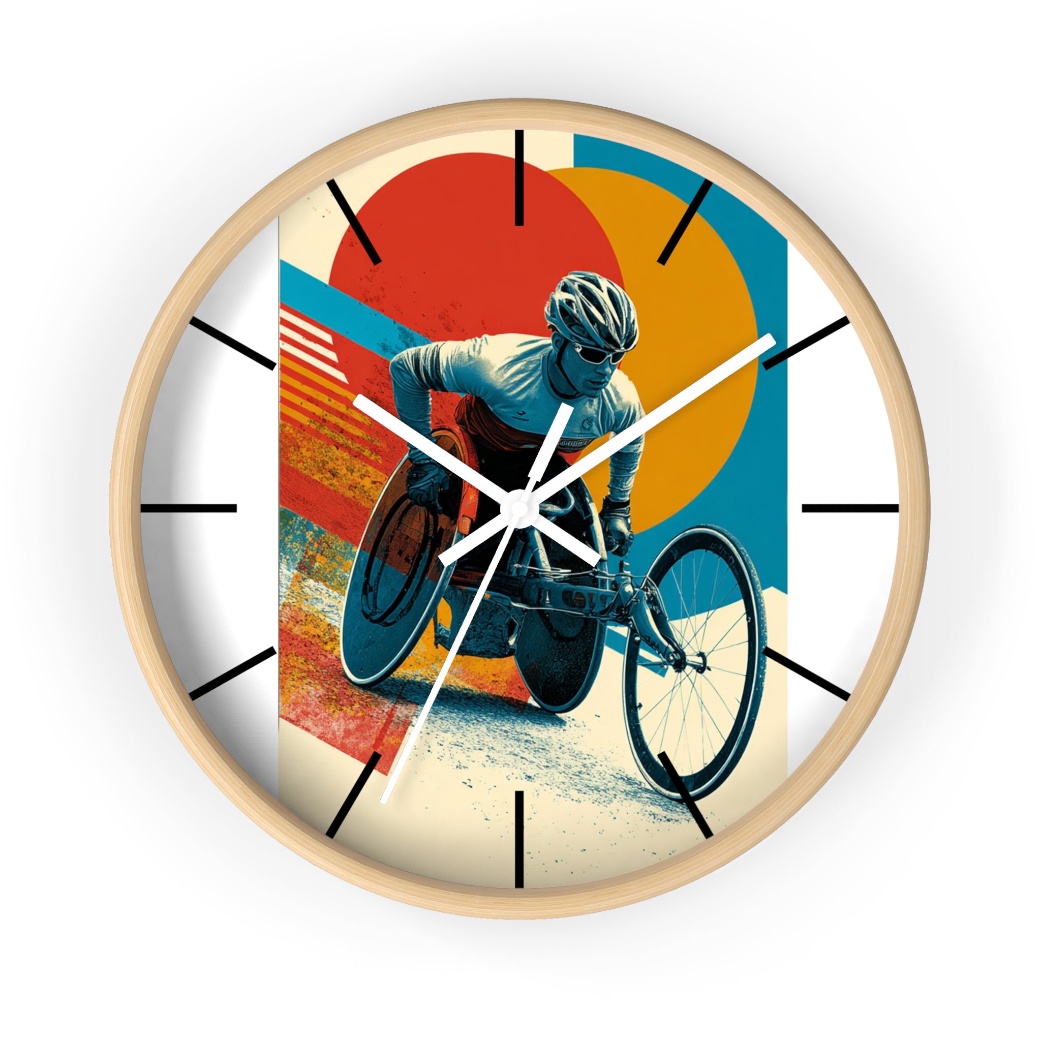 Motivational Wheelchair Sports Wall Clock, Inspirational Decor for Athletes, Fitness Gift, Perfect for Home Gym, Competition, or Office