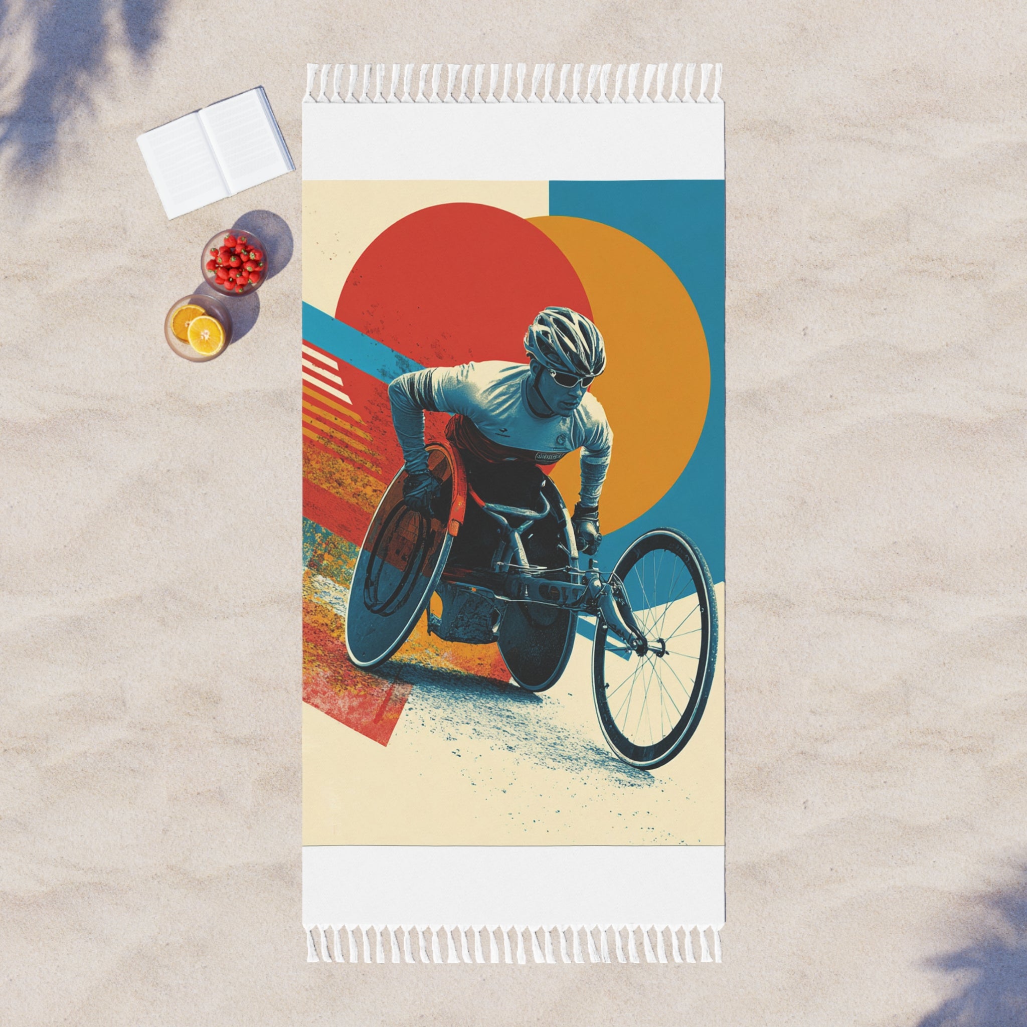 Boho Beach Towel - Vibrant Wheelchair Runner Design for Beach Days, Summer Fun, Gym Workout, Poolside Lounging, Outdoor Adventures