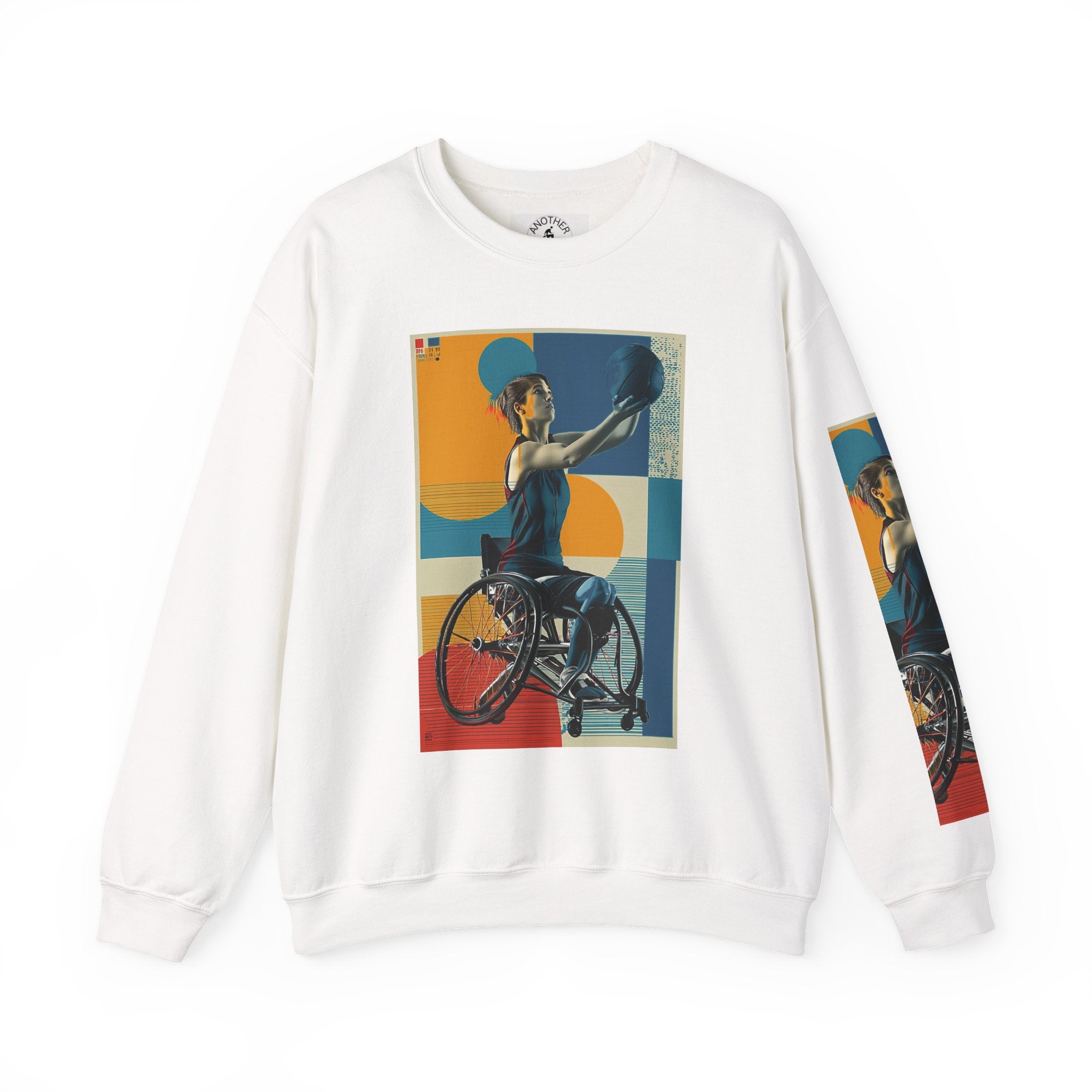 Inclusive WheelChair Basket Sports Themed Sweatshirt for Empowerment, Unisex Heavy Blend Crewneck, Inspirational Gift for Activists